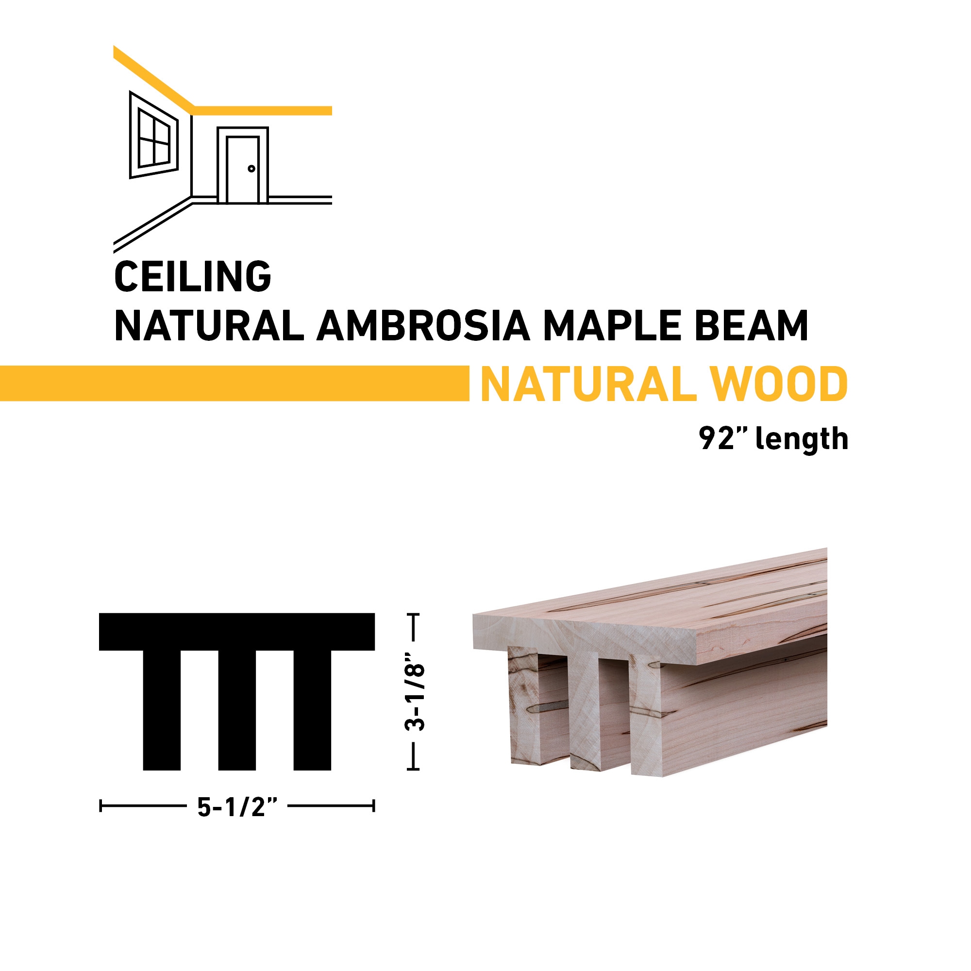 Natural Ambrosia Maple Unfinished Decorative Ceiling Beam