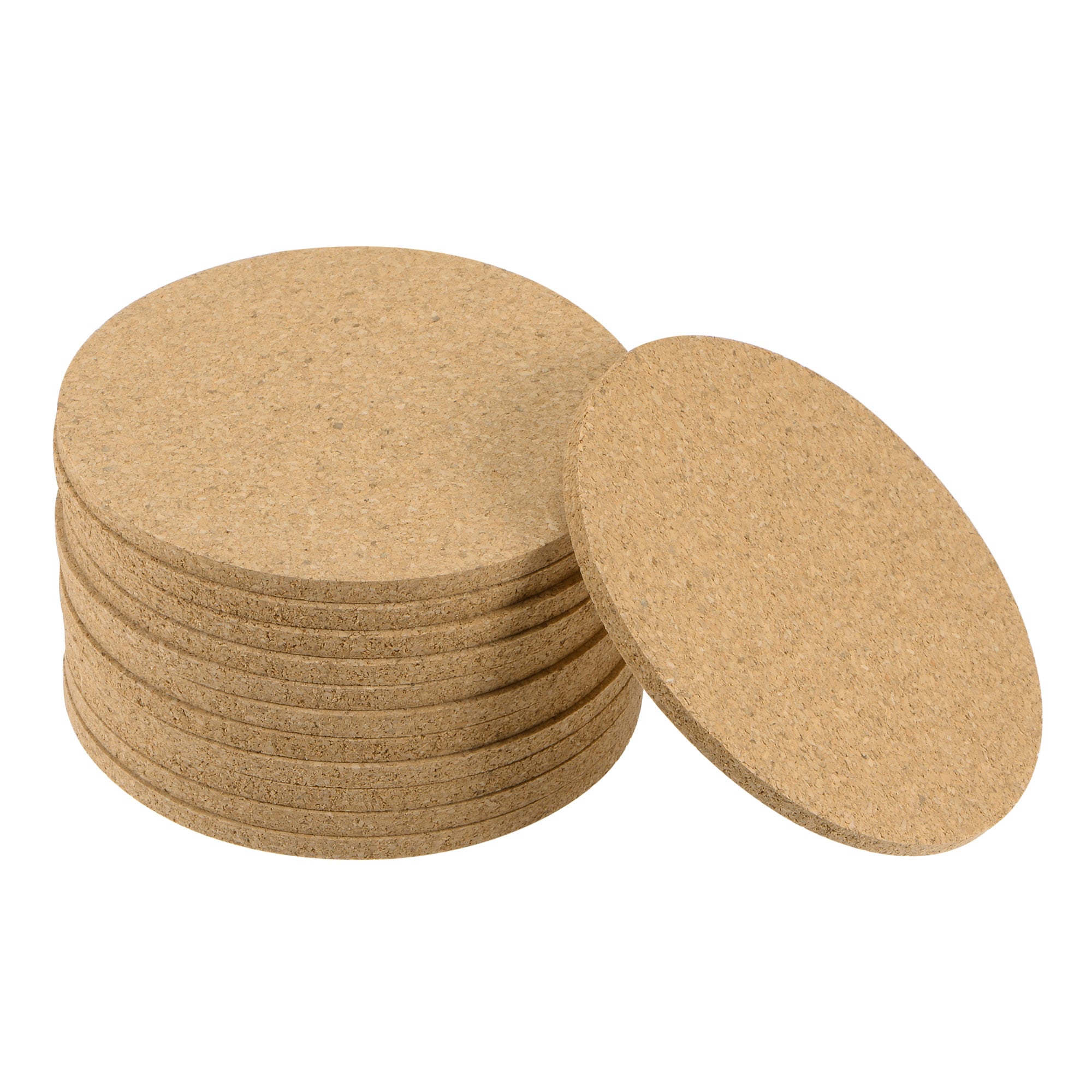 Unique Bargains Cork Coasters Wooden Trivet Drinks Mats Round 3.5inch Diameter 0.16inch Thick for Home Bar Kitchen Restaurant Lab Yellowpcs 12pcs