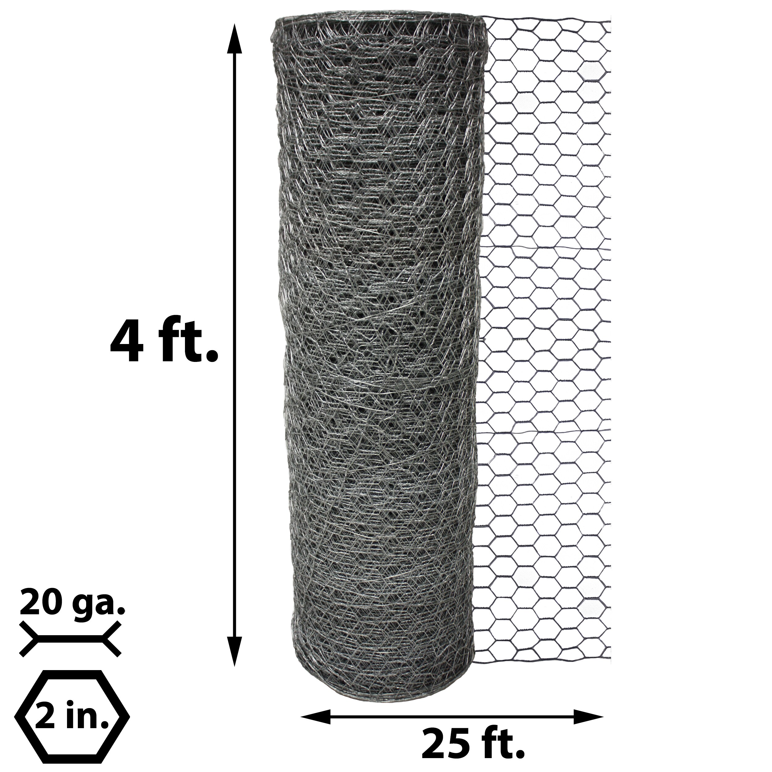 Acorn International Silver Galvanized Welded Wire Garden Fence 25ft