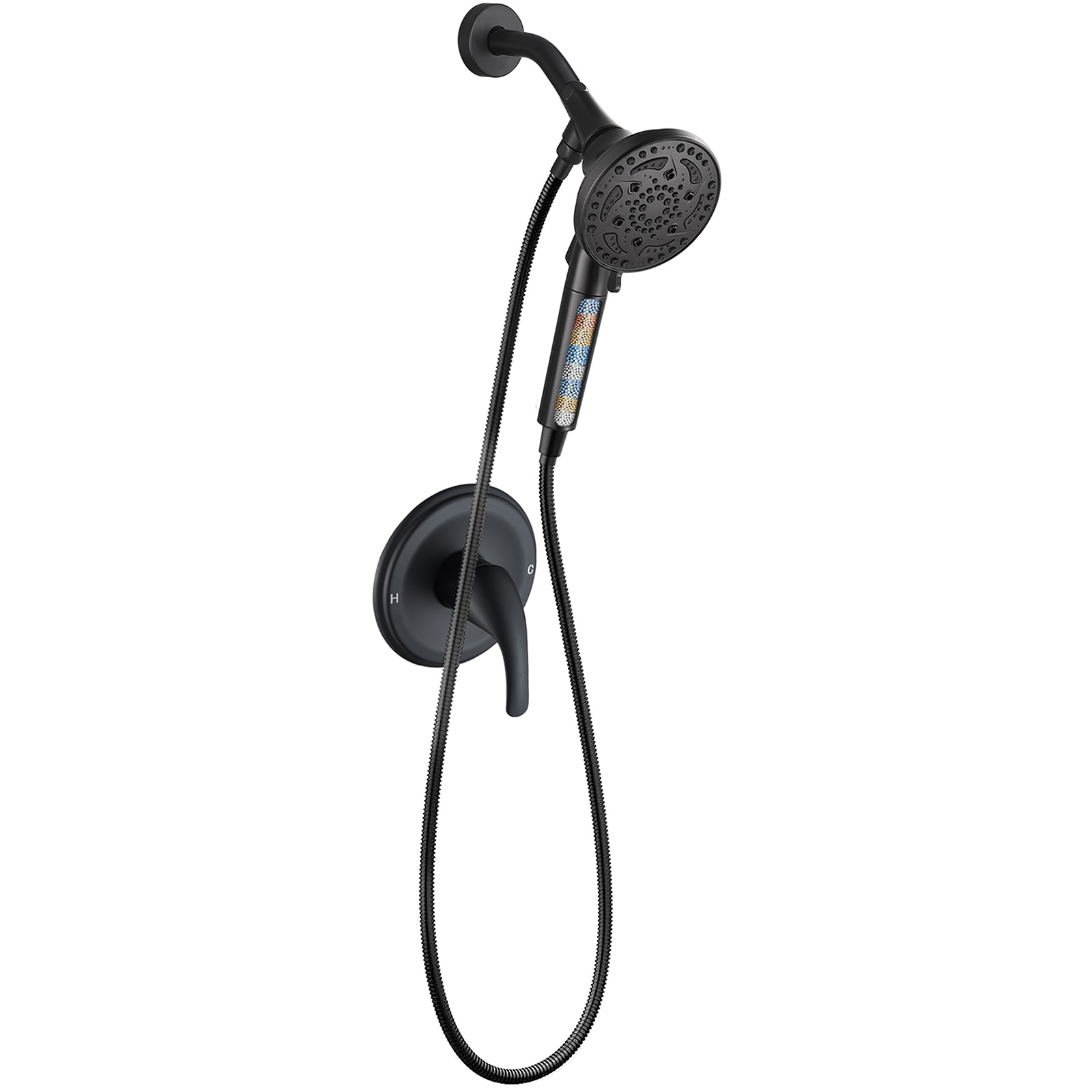 Cobbe LSSFK0107B Black 1-handle Handheld 4.9-in Round Shower Faucet with Valve
