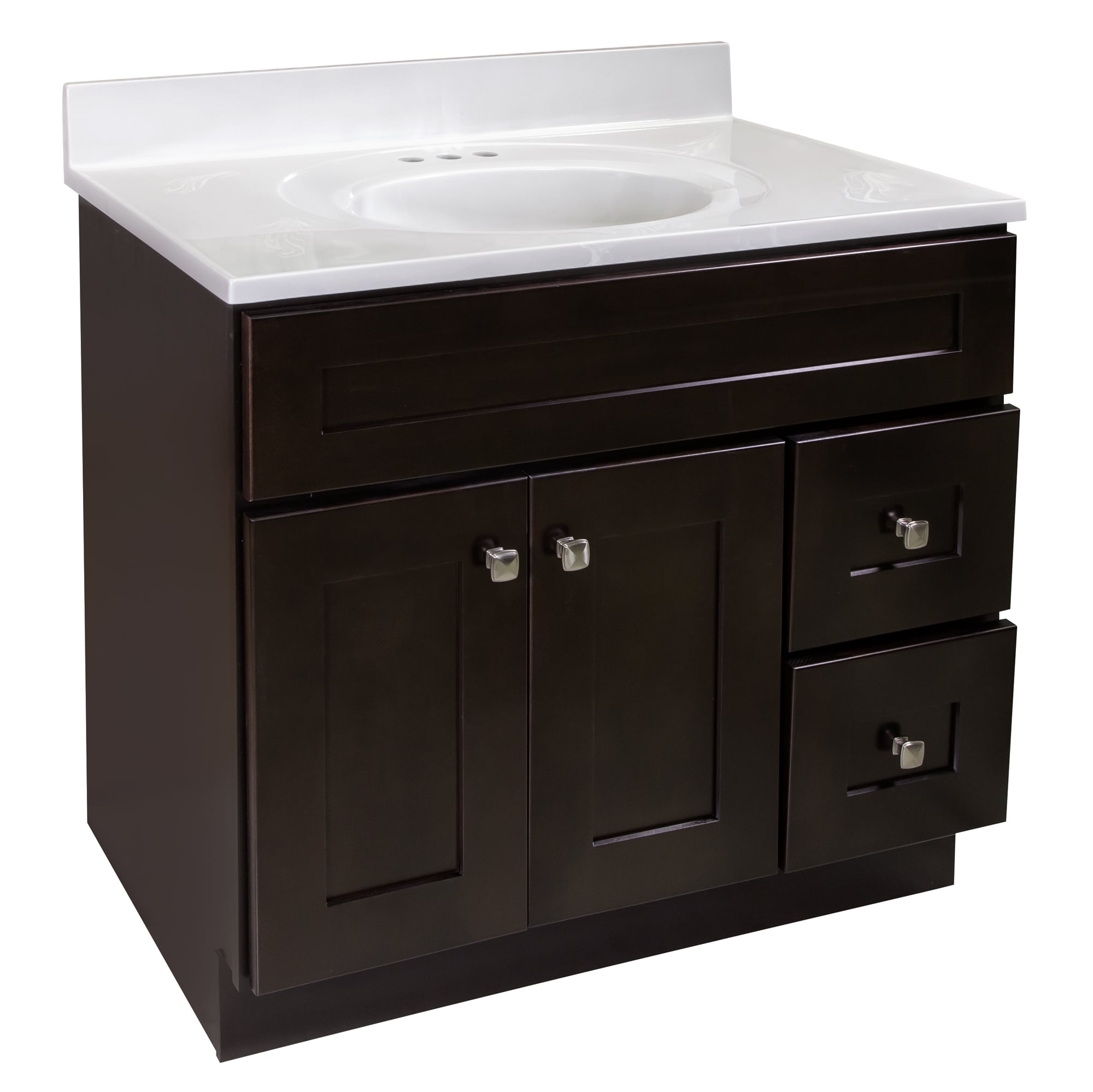 Design House 585844 Brookings 37-in Espresso Single sink Bathroom Vanity with White on White Cultured marble Top