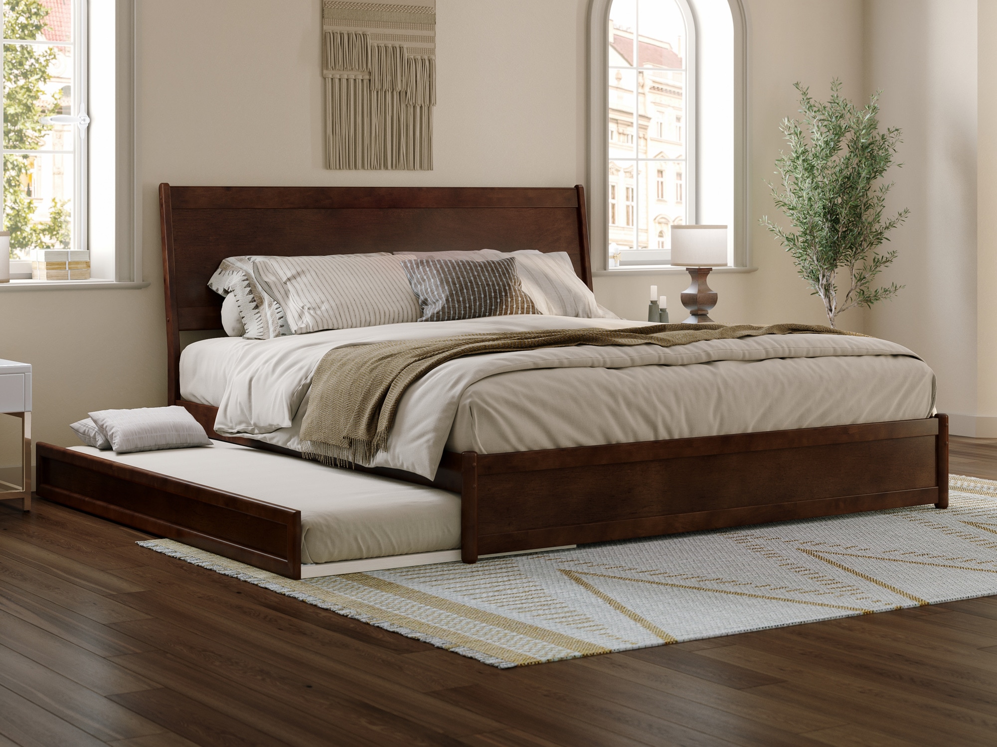 AFI AR9987254 Casanova Walnut King Wood Trundle Bed