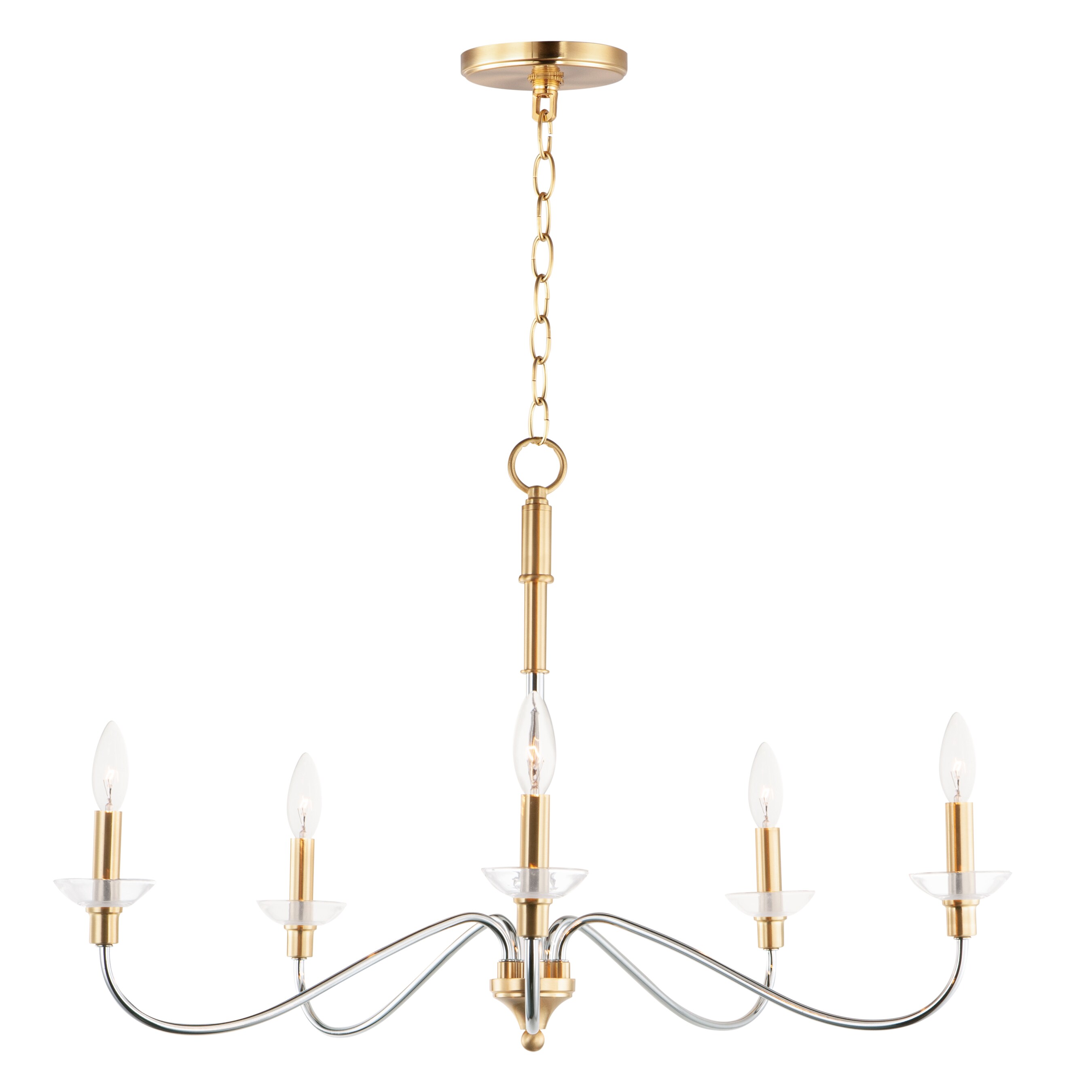 chrome and brass chandelier