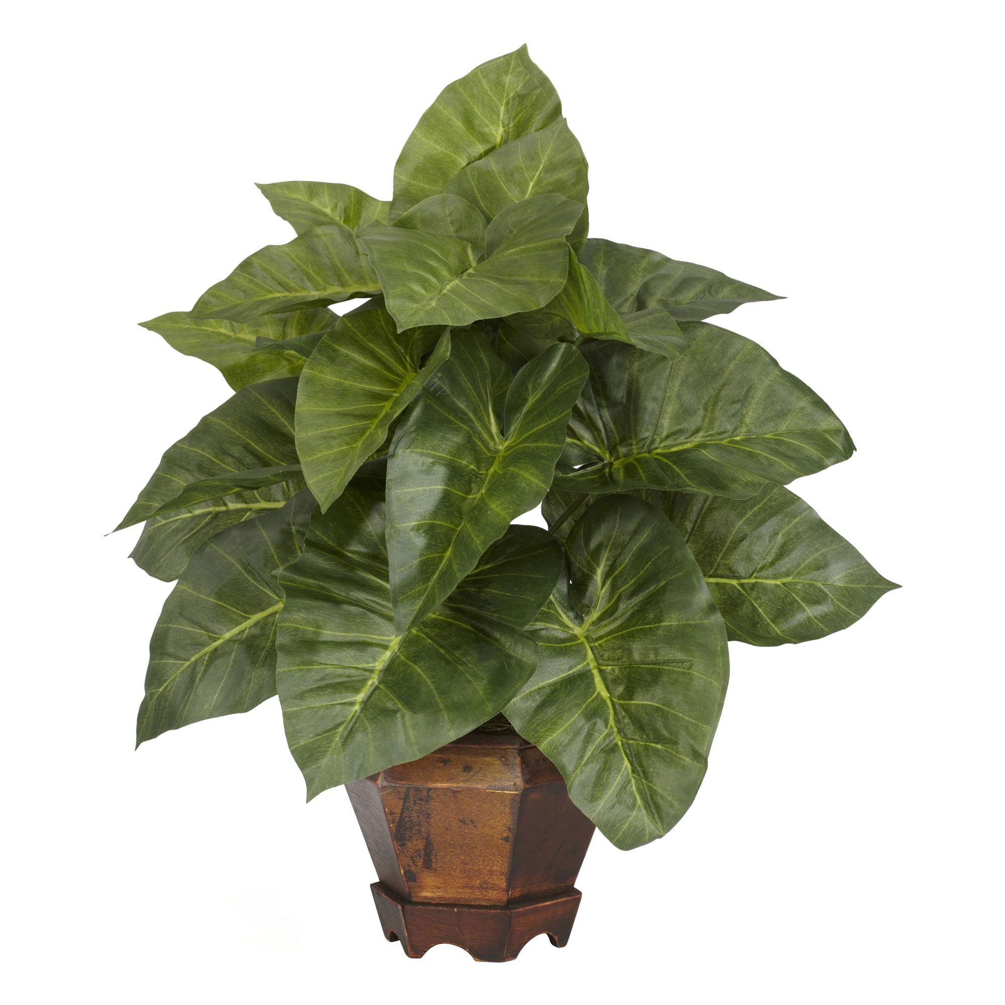 Nearly Natural Taro with Vase Silk Plant, Green