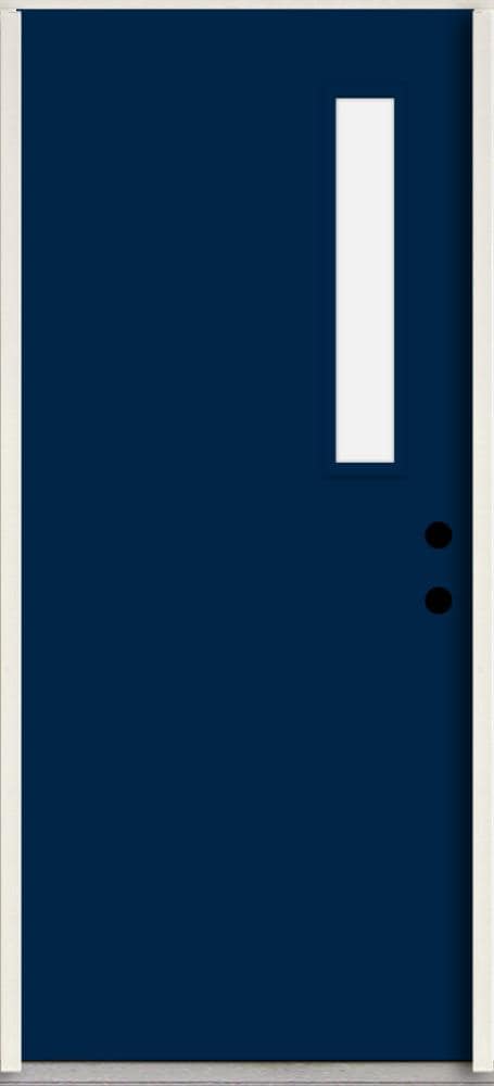RELIABILT LO1063300 Spotlights 32-in x 80-in x Fiberglass 1/4 lite Left-hand inswing Naval Paint Painted Prehung Front Door Insulating core