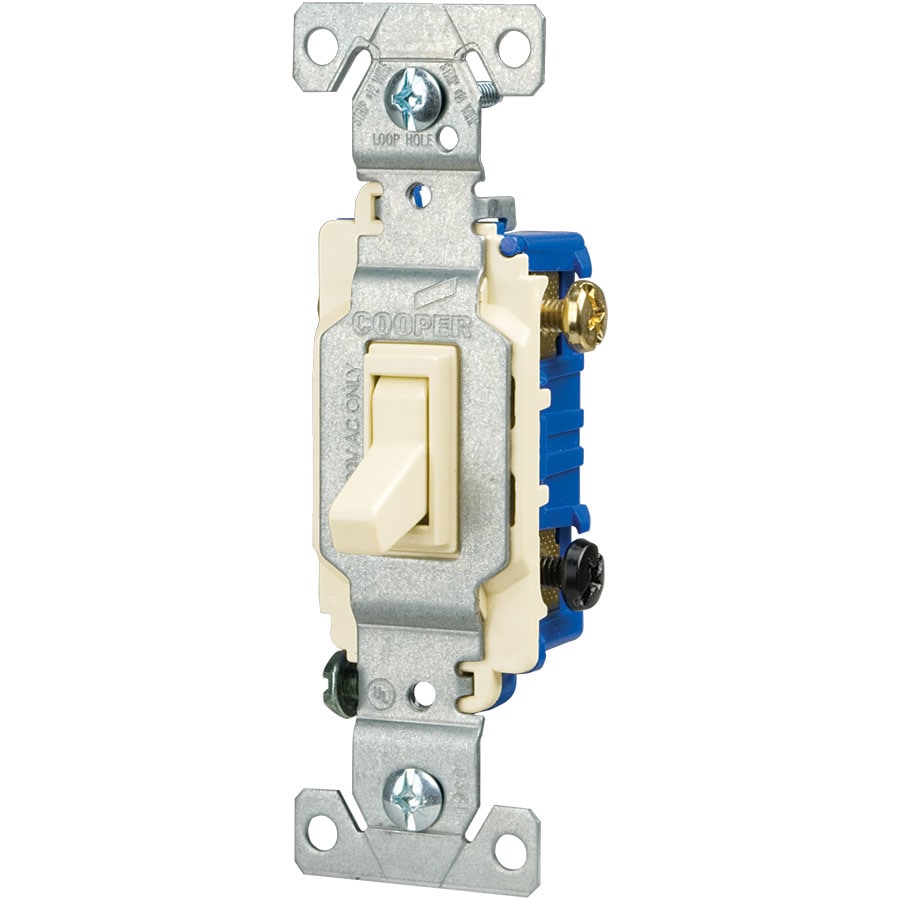 Eaton 1303-7LA-SPL2 15-amp 3-way Toggle Light Switch , Light almond