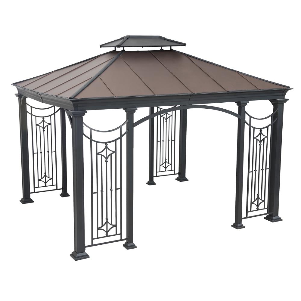 Sunjoy Copper Metal Rectangle Gazebo with Steel Roof (Exterior: 12-ft x ...