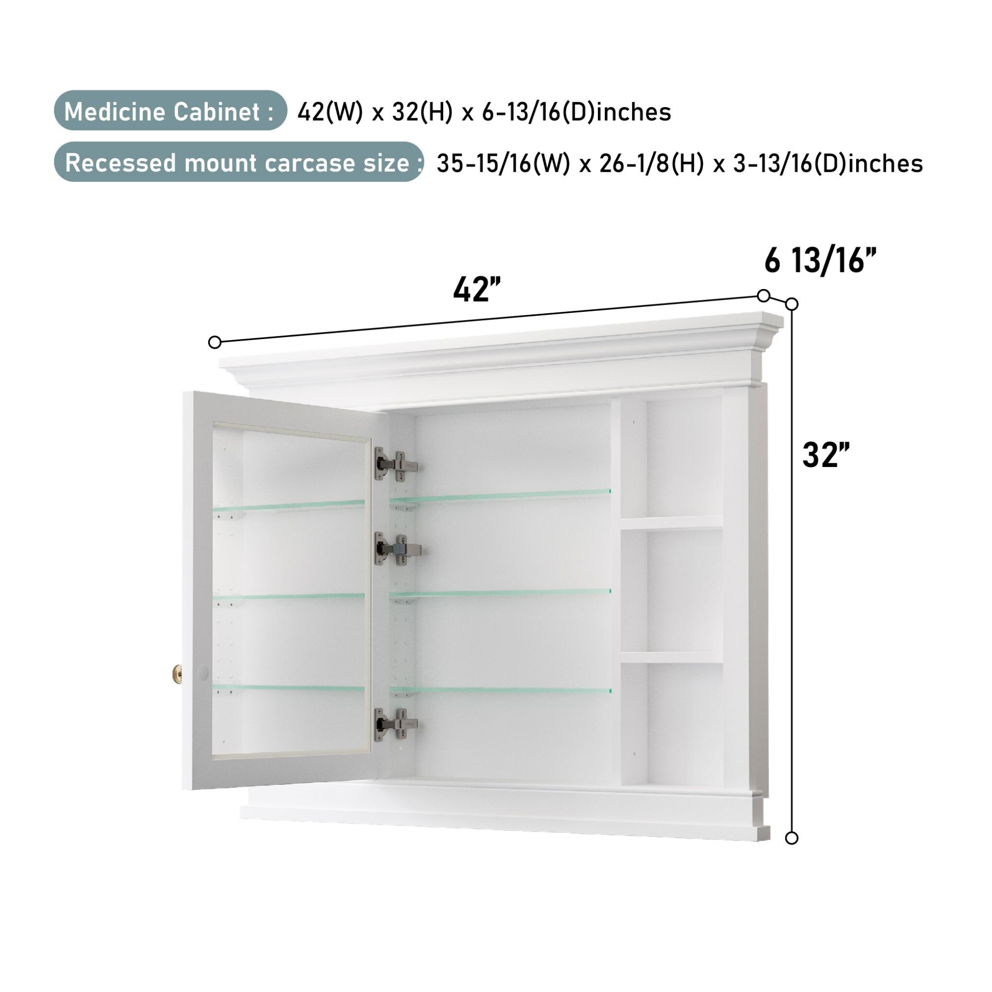 WELLFOR MA4232MC-WT Bathroom-Medicine-Cabinets - View #10