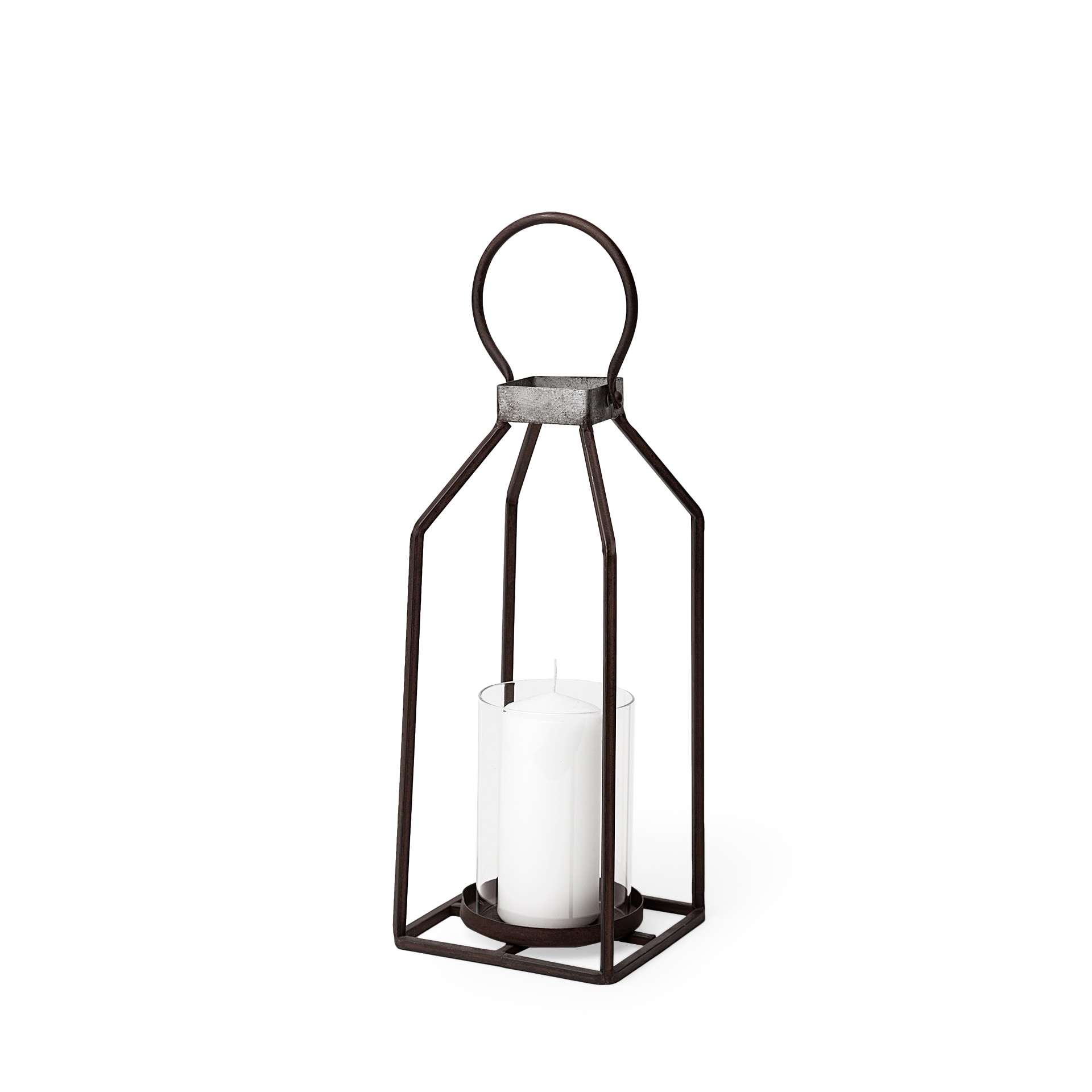 Rustic Wood Hanging Hurricane Candle Lantern, 16''