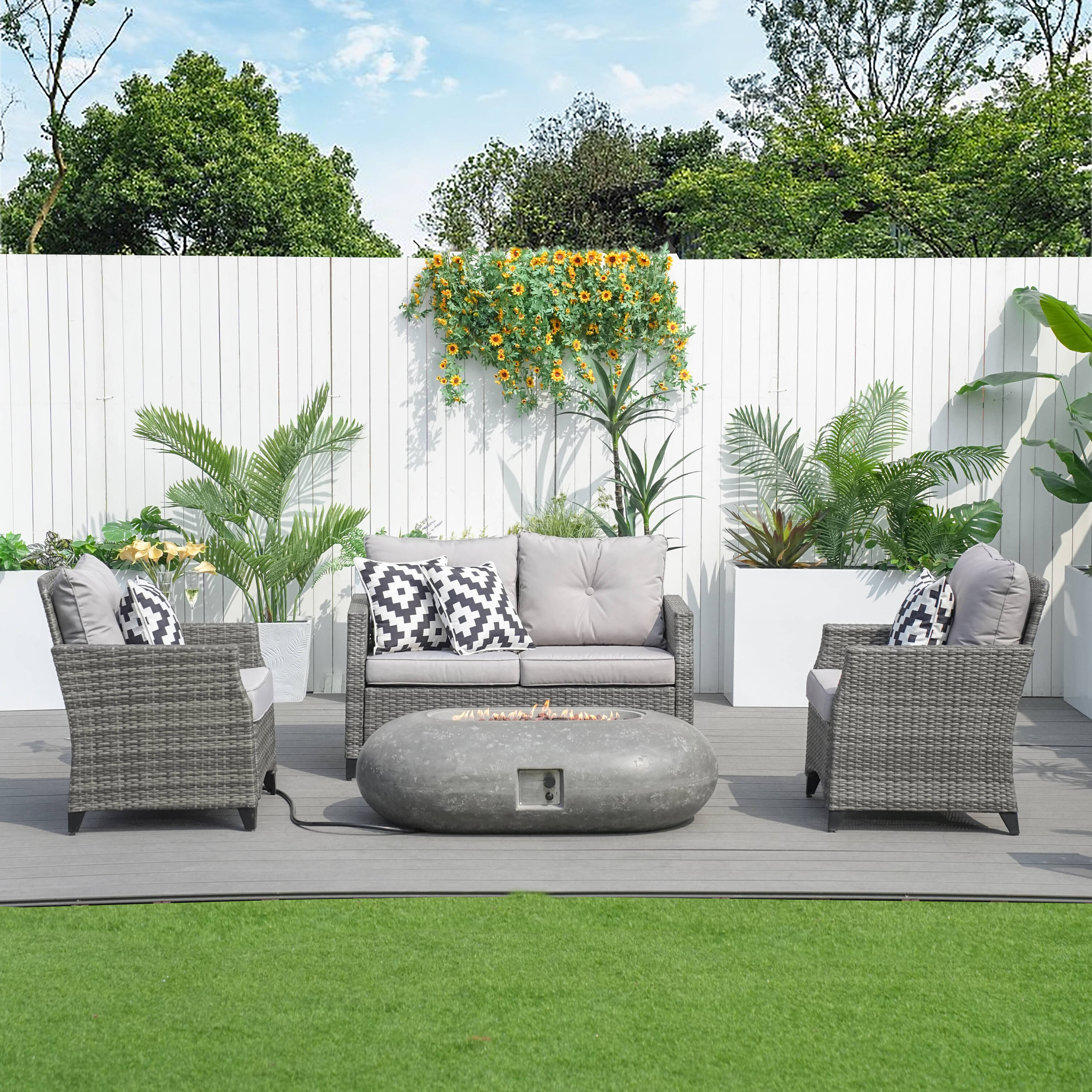 Direct Wicker DWG-1801P24912-GR Patio-Conversation-Sets - View #2