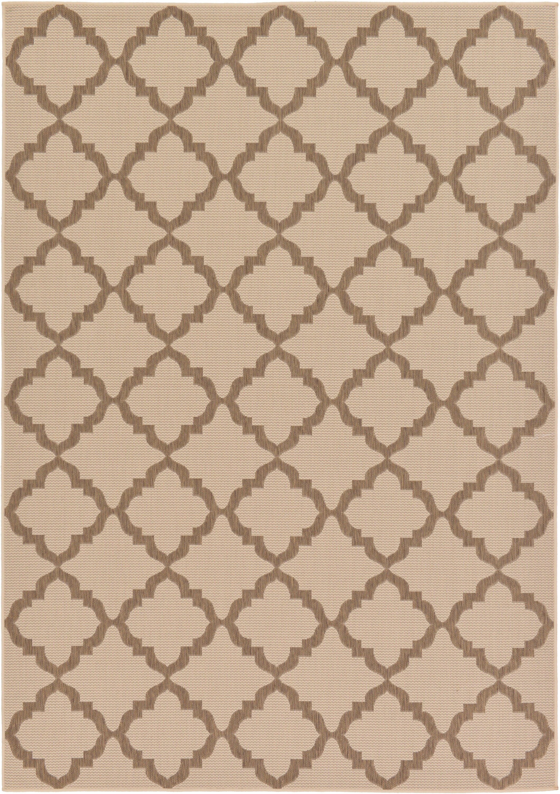 Unique Loom 3126695 Trellis Outdoor 7 x 10 (ft) Loomed Polypropylene Beige/Brown Rectangular Indoor/Outdoor Trellis Industrial Area rug