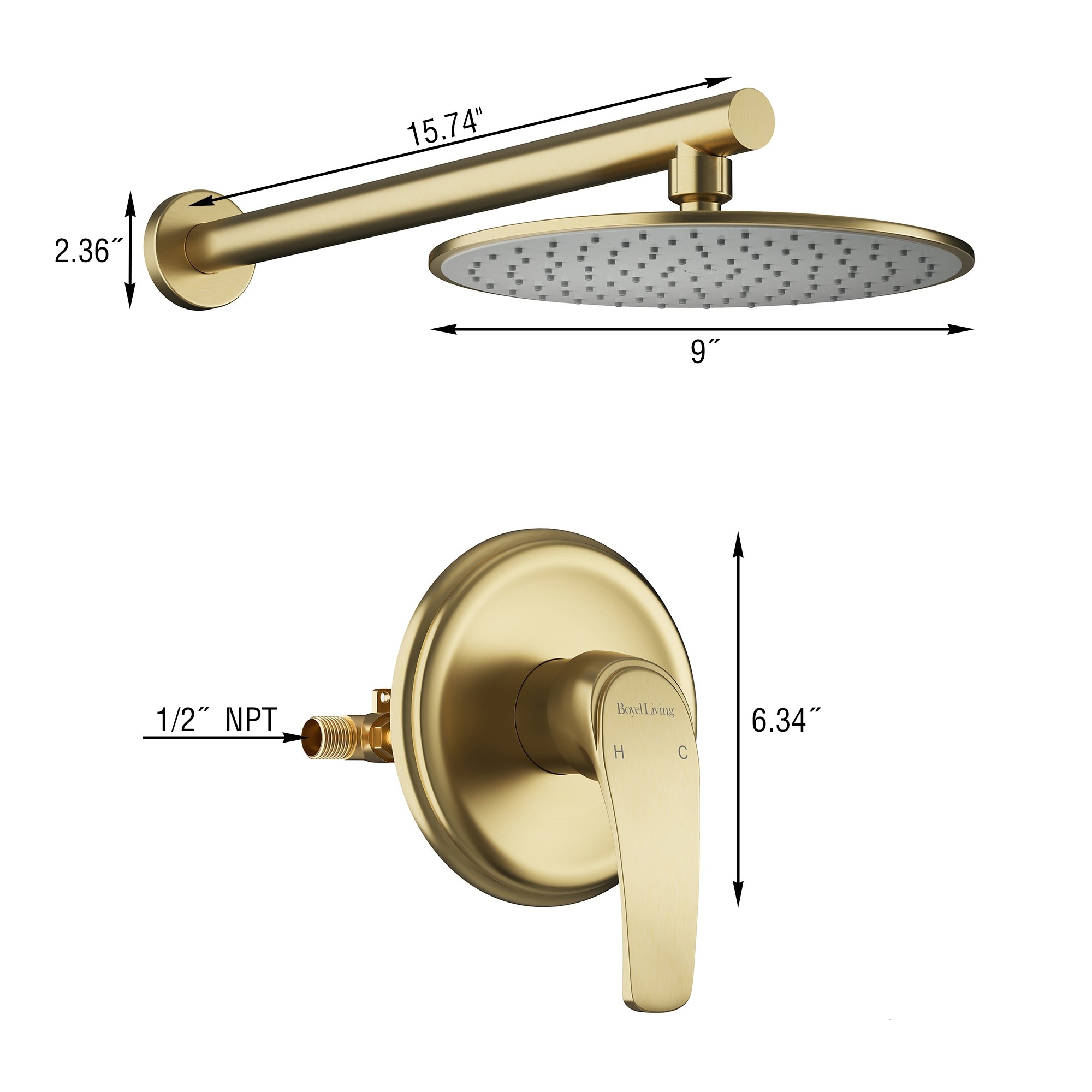 CASAINC KCHS0014-10BG Showerhead-Bar-Panels - View #9