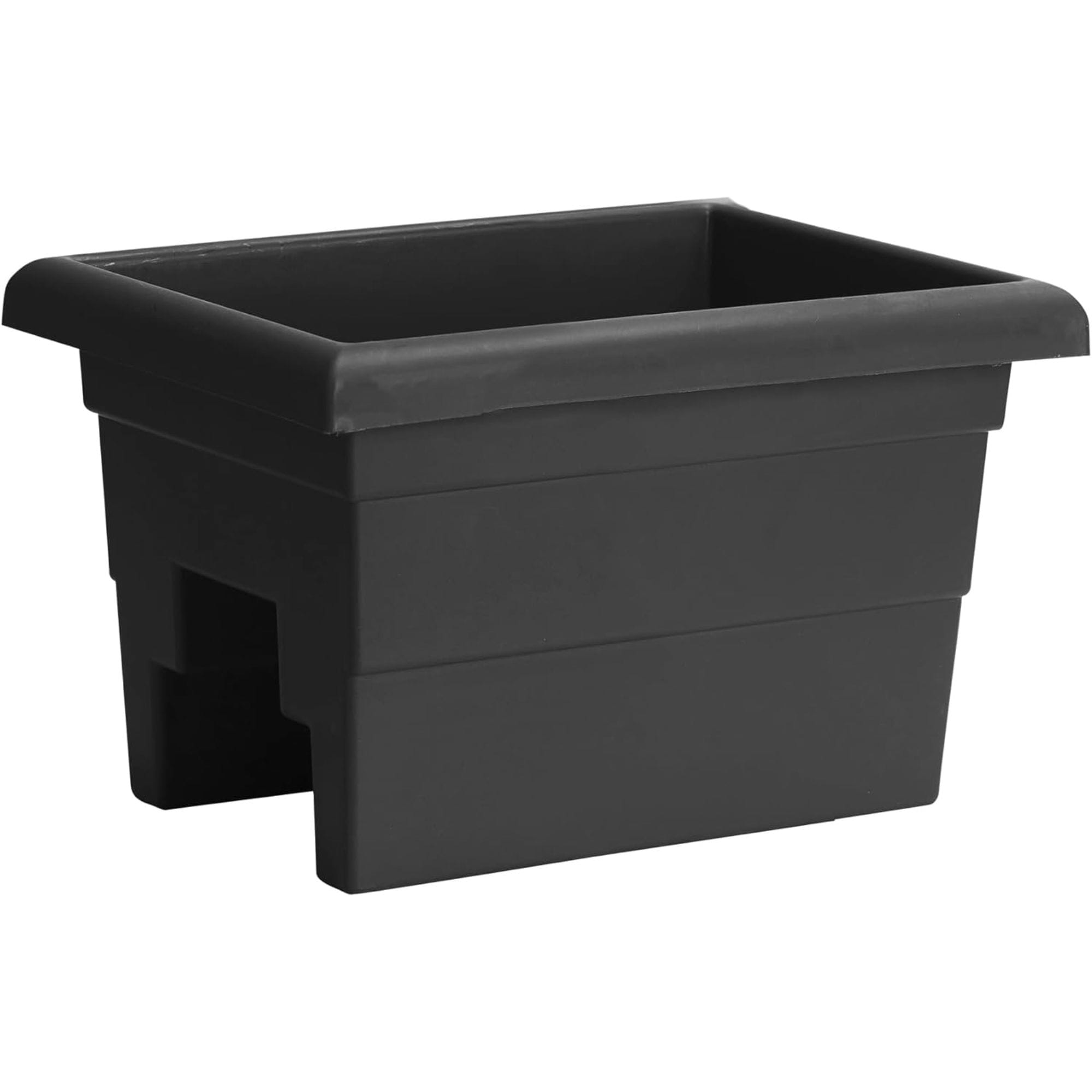 Countryside Plastic Railing Planter Flower Box- Black- 16in