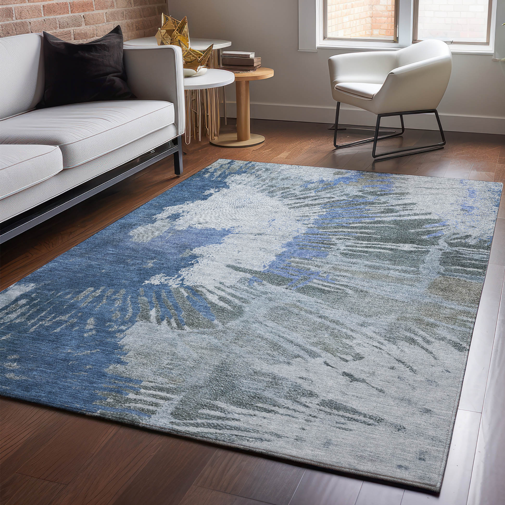 Addison Rugs AMF645BU8X10 Mayfield AMF645BU 8 x 10 (ft) Loomed Polyester Blue Rectangular Indoor Geometric Machine washable Area rug