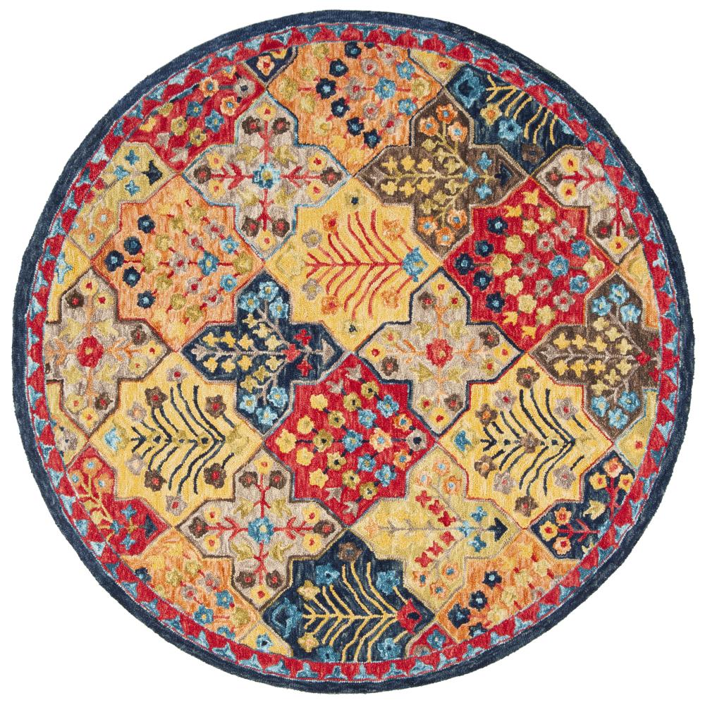 Handmade Aspen Blue Round Wool & Viscose Blend Area Rug, 7'
