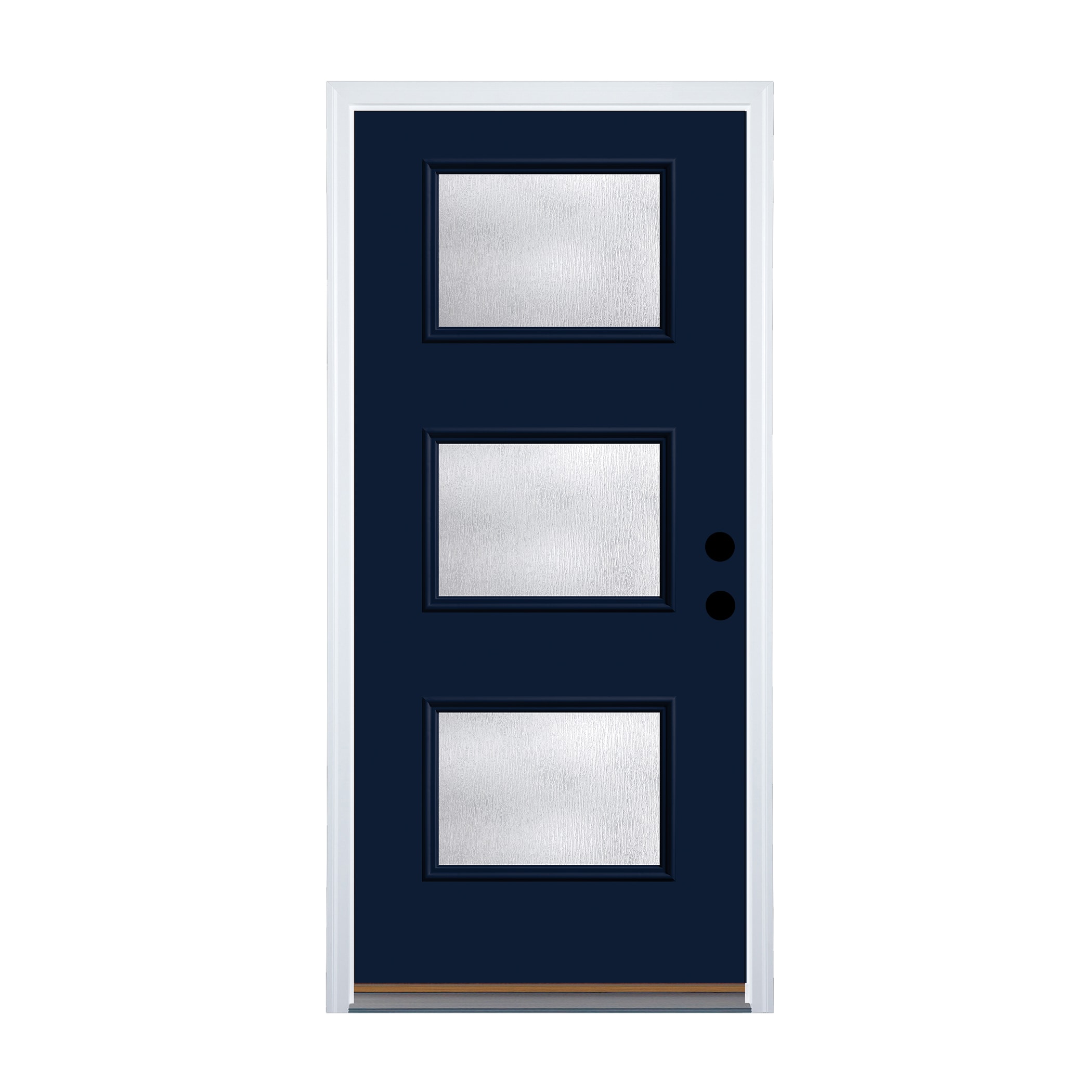 Fiberglass Full Lite Right-Hand Outswing Indigo Painted Single Front Door with Brickmould Insulating Core in Blue | - Therma Tru S2XRH-I-RON5-IG