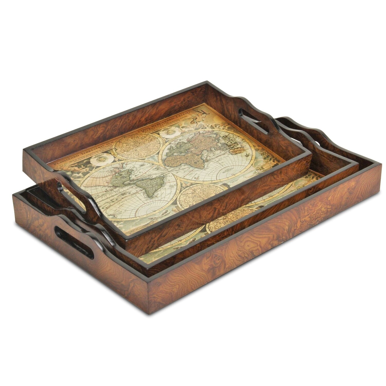 HomeRoots 4000483308 2.75-in x 18.5-in Brown Green and Orange Rectangle Serving Tray