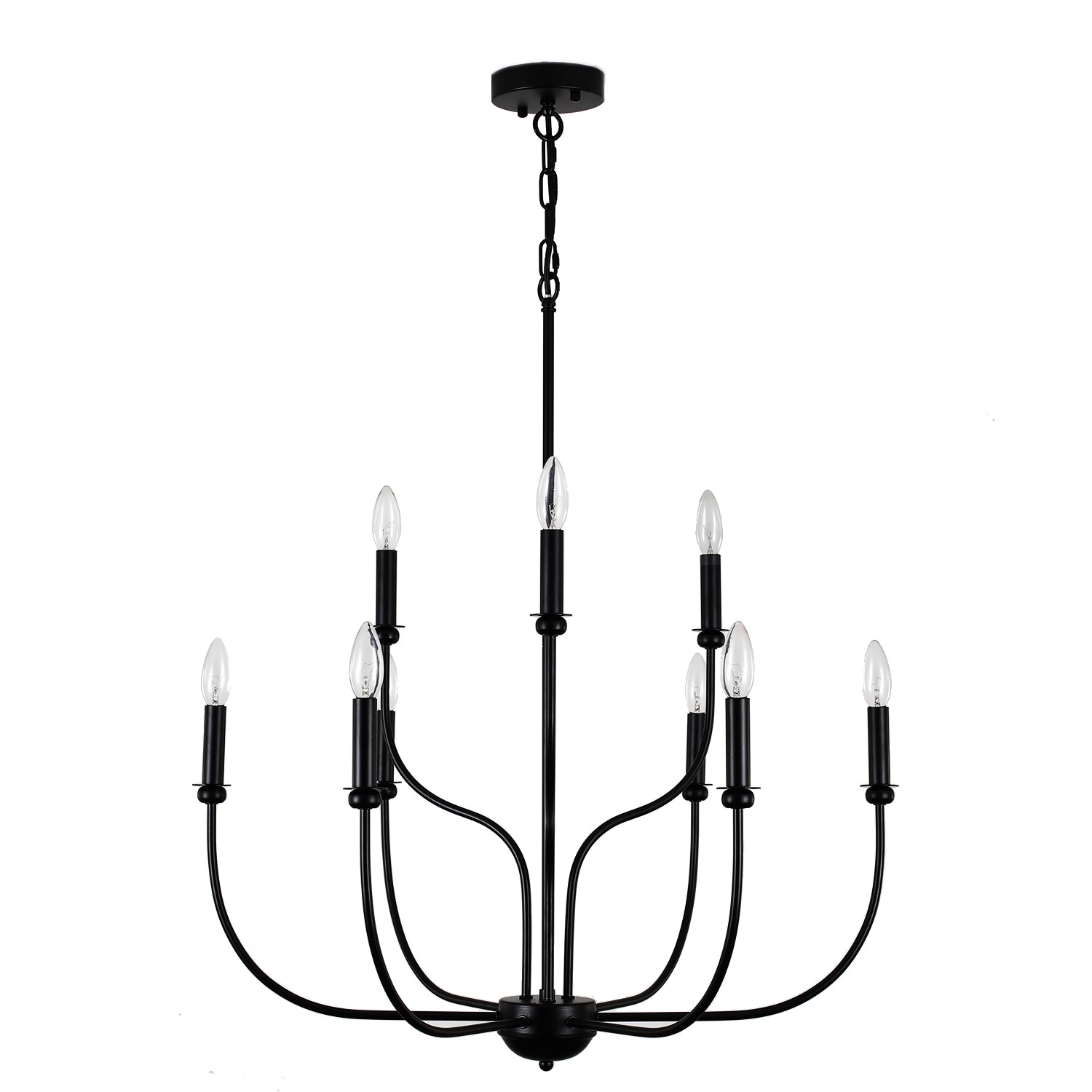 SEFINN FOUR YL90465-9B 9 -Light Matte Black Farmhouse For Use in Bedrooms, Dining Rooms, Foyers, Kitchens, Living Rooms Chandelier