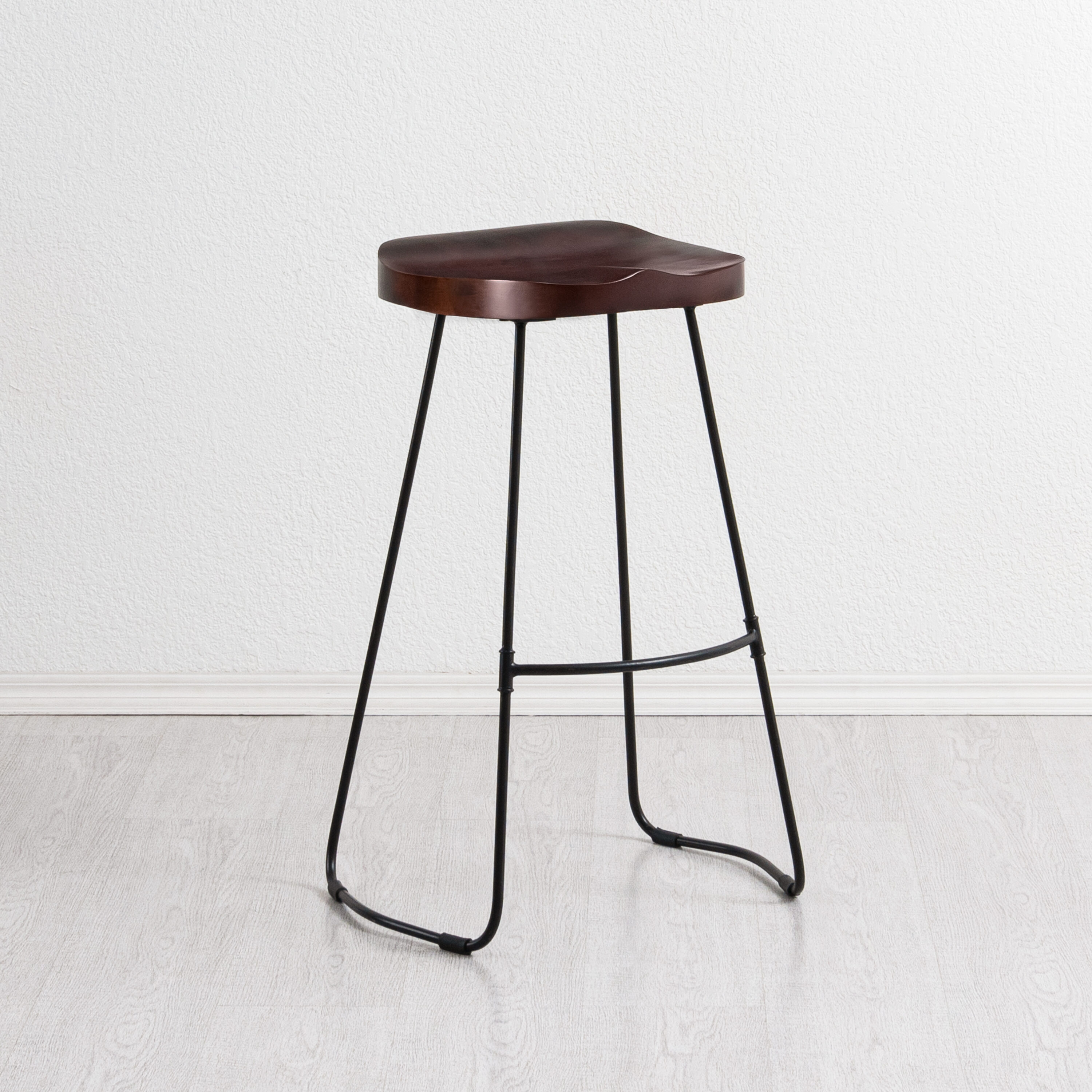 MH LONDON Bar Stools Walnut 30-in H Bar height Saddle Seat Metal ...