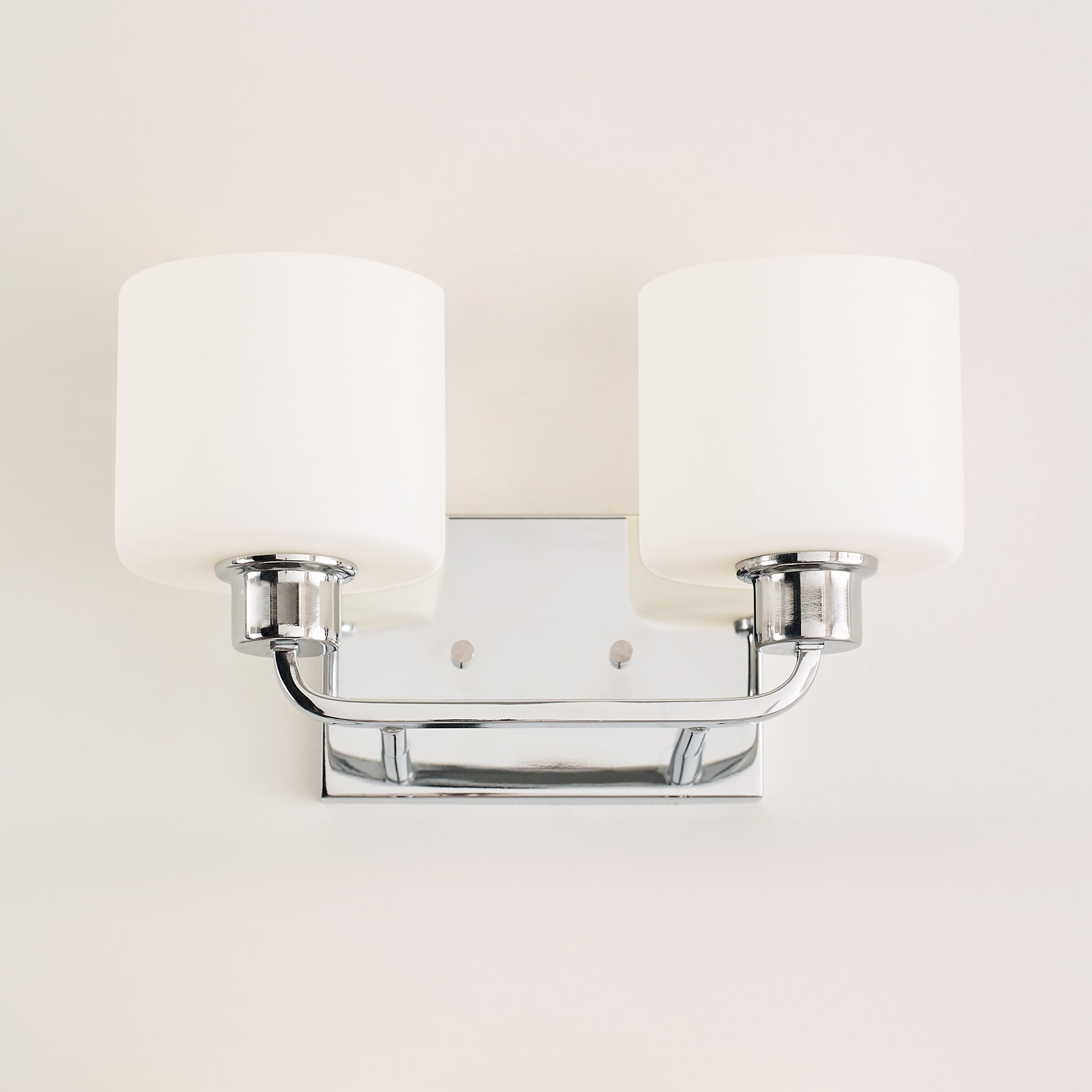 Canfield Chrome 2-Light Wall Sconce with Etched Glass Shade