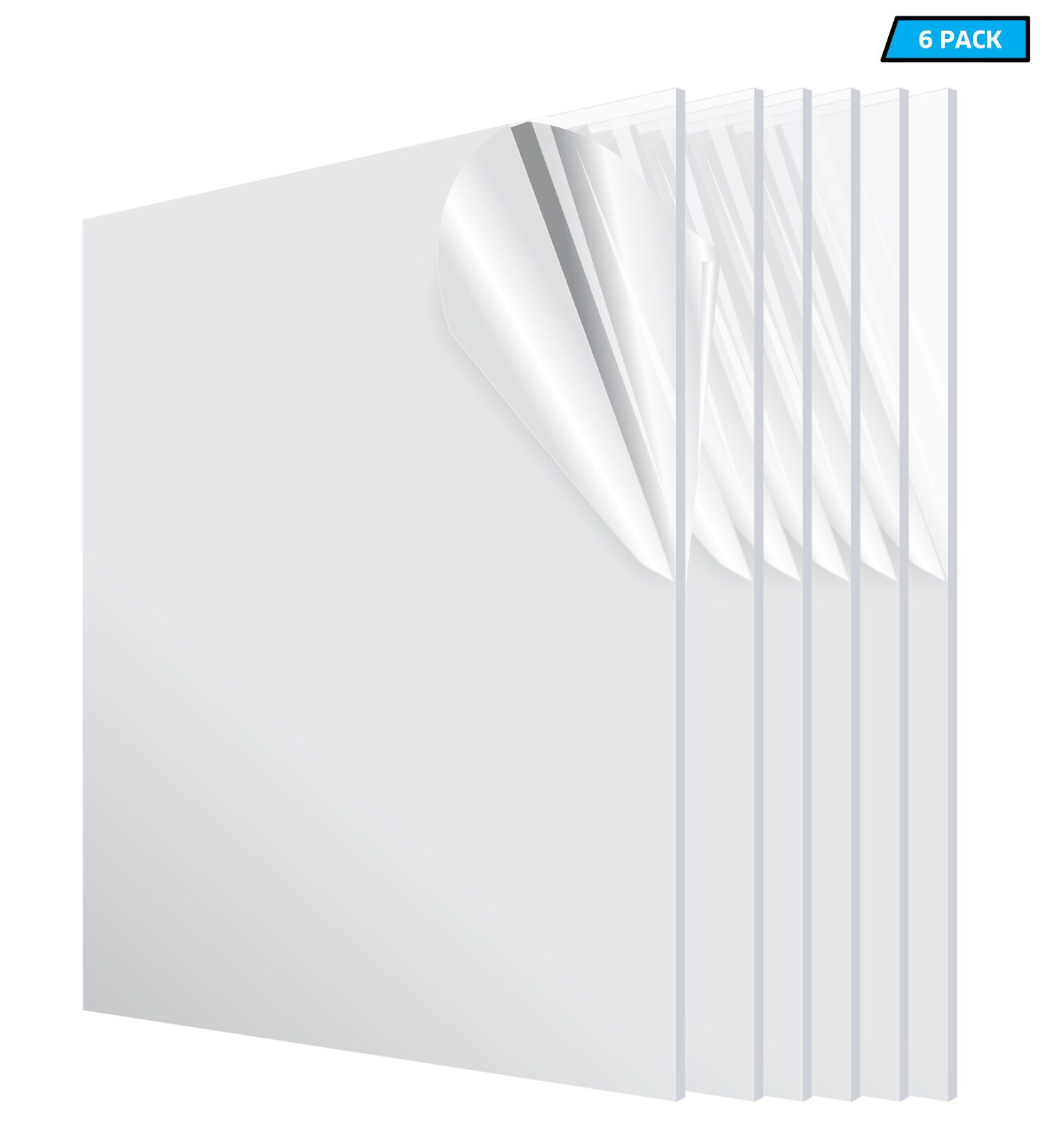 AdirOffice DIY Acrylic-Sheet 6 Pack 0.093-in T x 24-in W x 36-in L Clear  Acrylic Sheet at