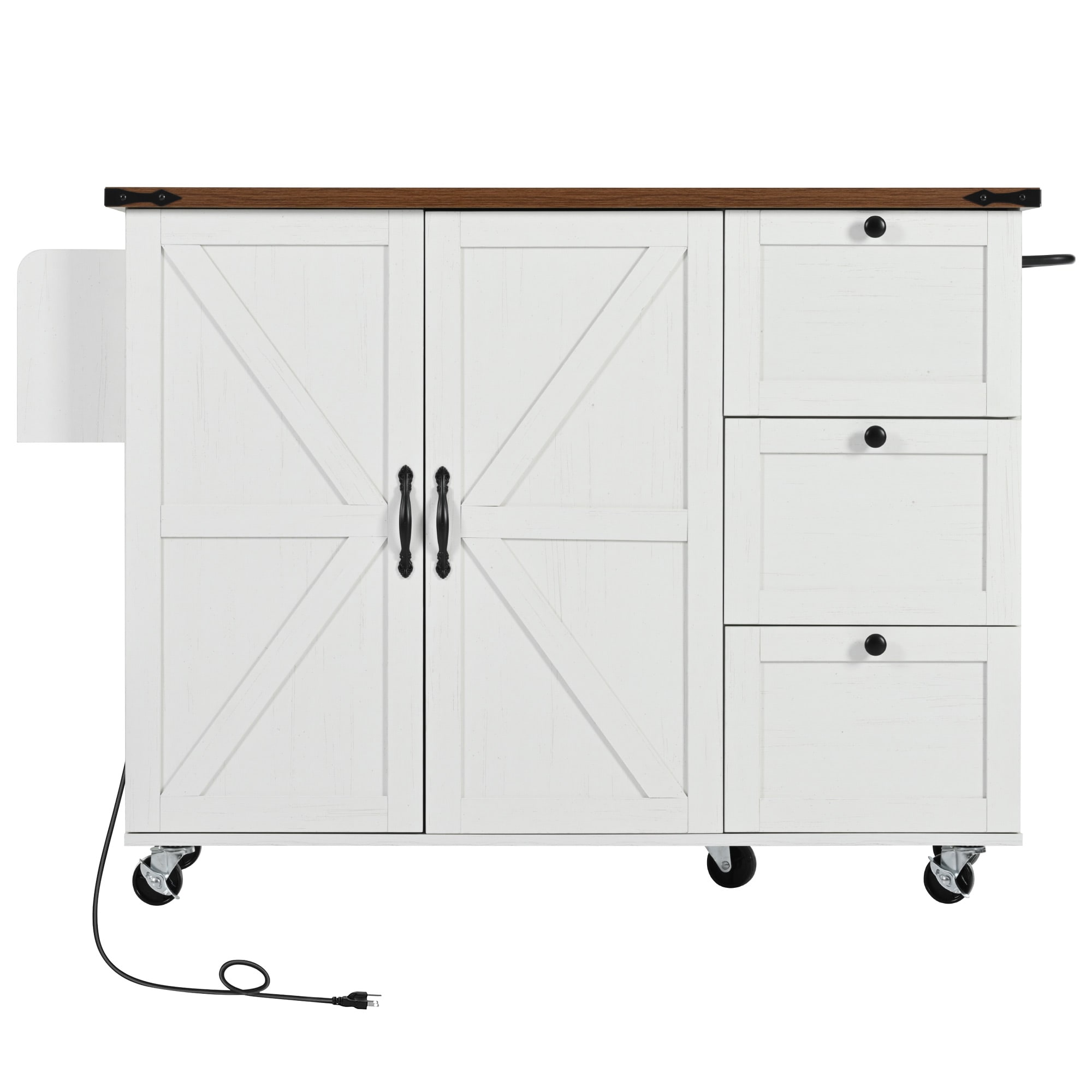 Bybafun YB2600139 White MDF Base with MDF Rolling Kitchen Island ( 28.8-Inches x 54.5-Inches x 36.5-Inches )