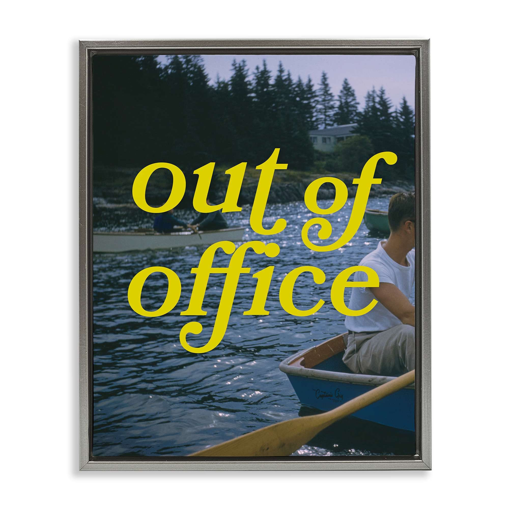 Stupell Industries BS-379-FFL-16X20 Out of Office Lake View Gray Framed Floater Canvas Wall Art By Victoria Barnes 17 x 21