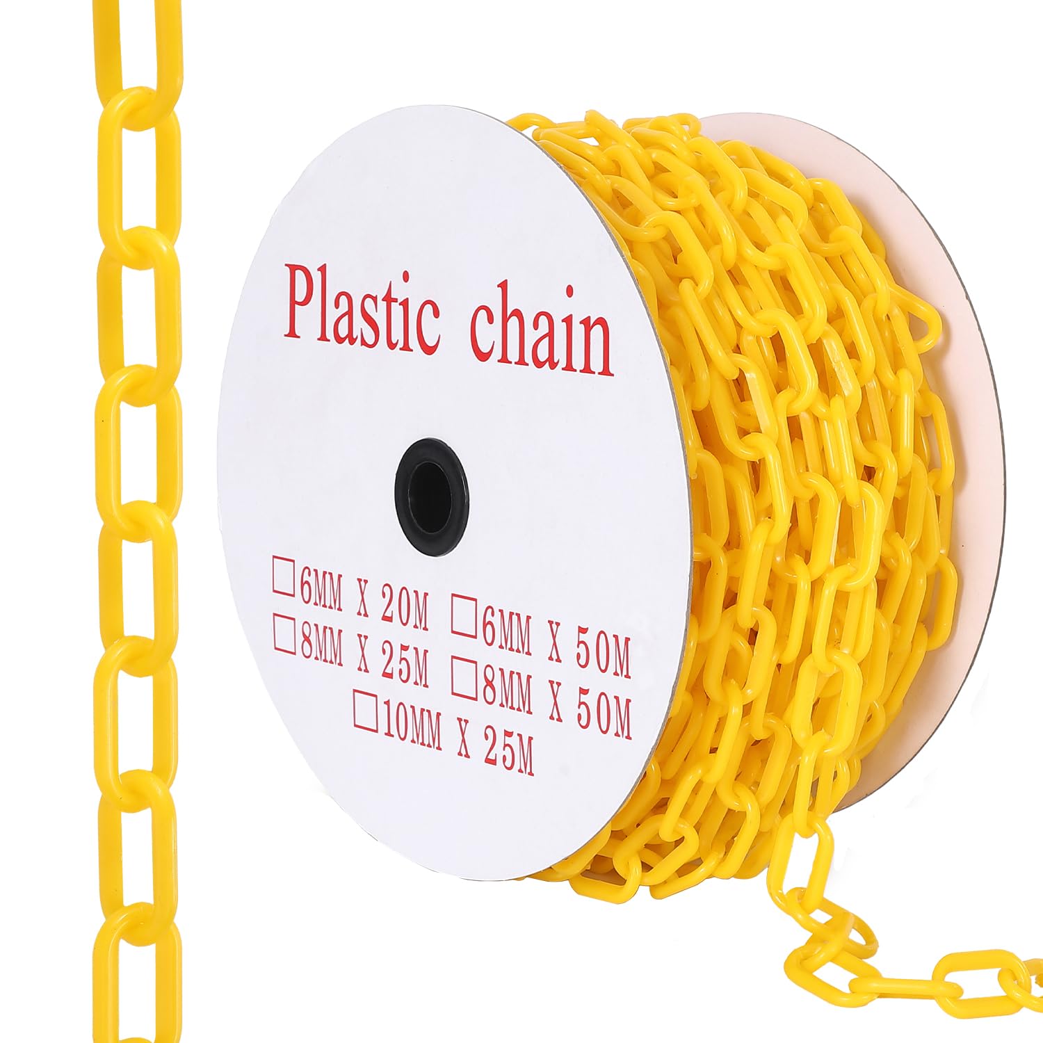 IdealHouse 240 FT Plastic Safety Barrier Chain with 50 S-Hooks - UV Resistant Plastic Chain Links for Crowd Control Construction and Parking Safety Signage Solution - Yellow