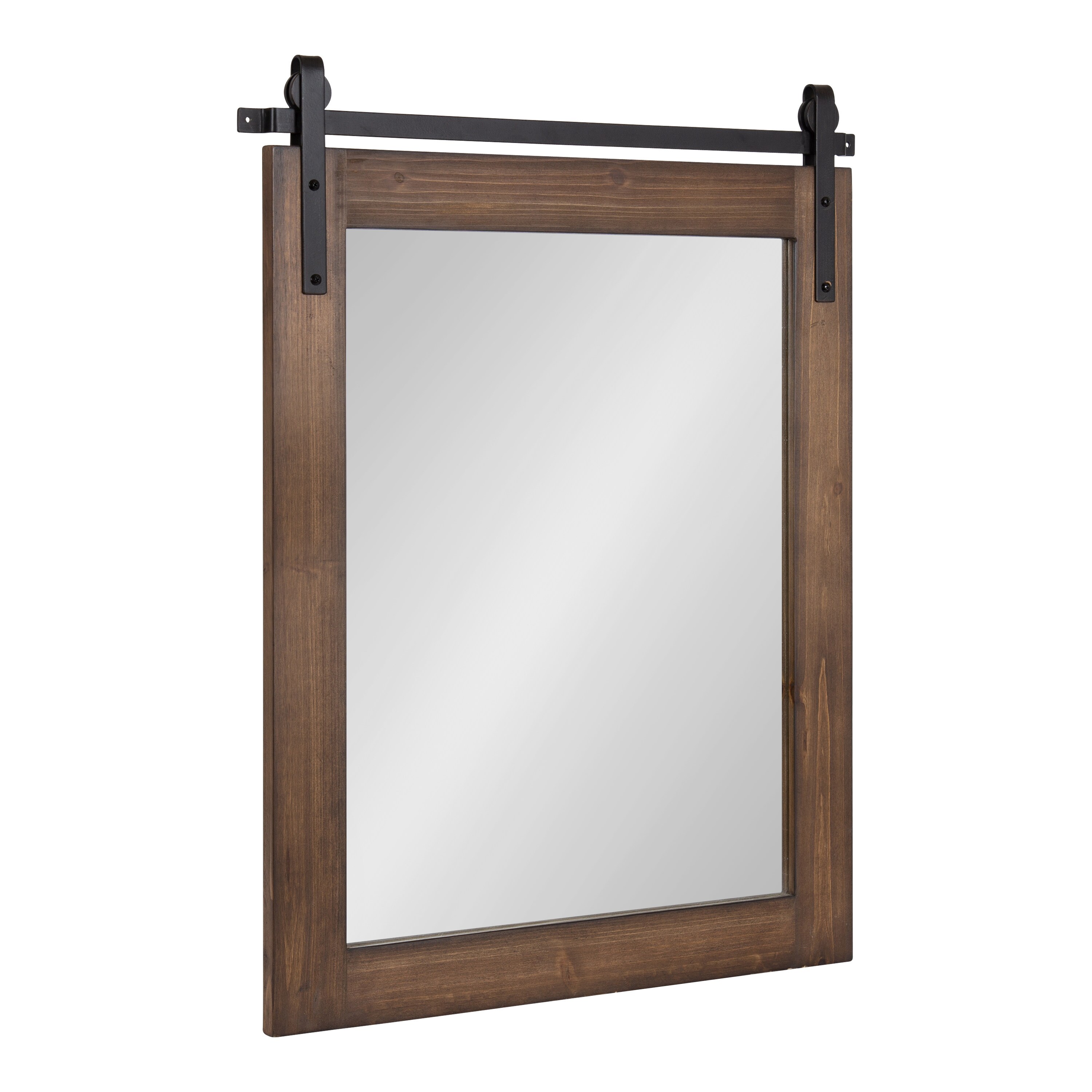Kate and Laurel 223521 24.00-in W x 30.25-in H Rectangle Walnut Brown Framed Wall Mirror