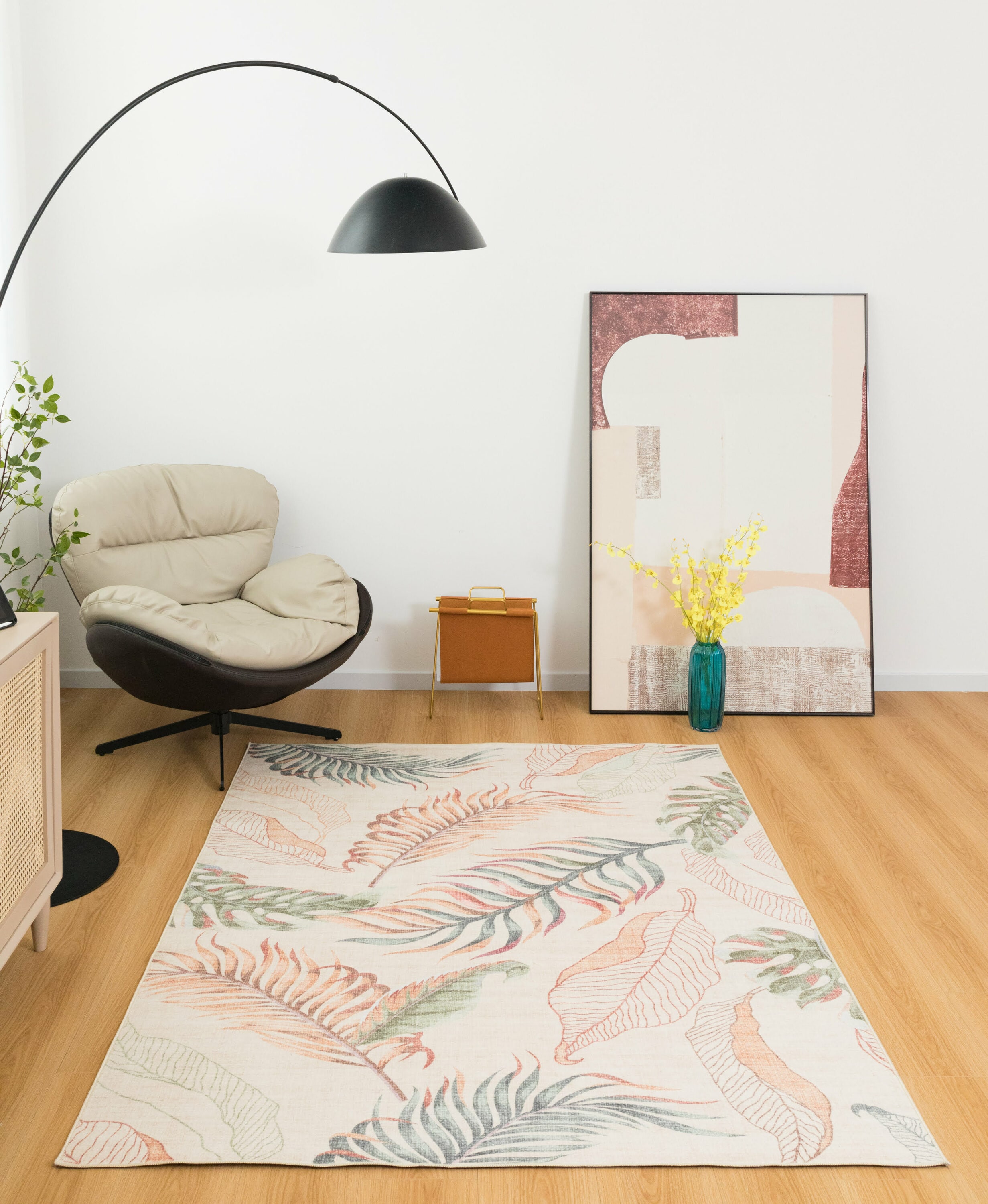 Florida Tropical Multicolor Polyester Rectangular Area Rug 5' x 7'