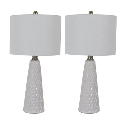 Two Jameson Textured Ceramic Table, White Ceramic Table Lamp Set Of 2