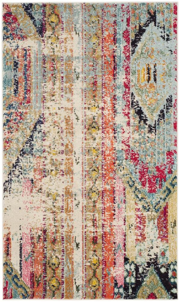 Safavieh MNC222F-3 Monaco Kolby 3 x 5 (ft) Loomed Polypropylene Multi Rectangular Indoor Distressed/Overdyed Southwestern Throw rug