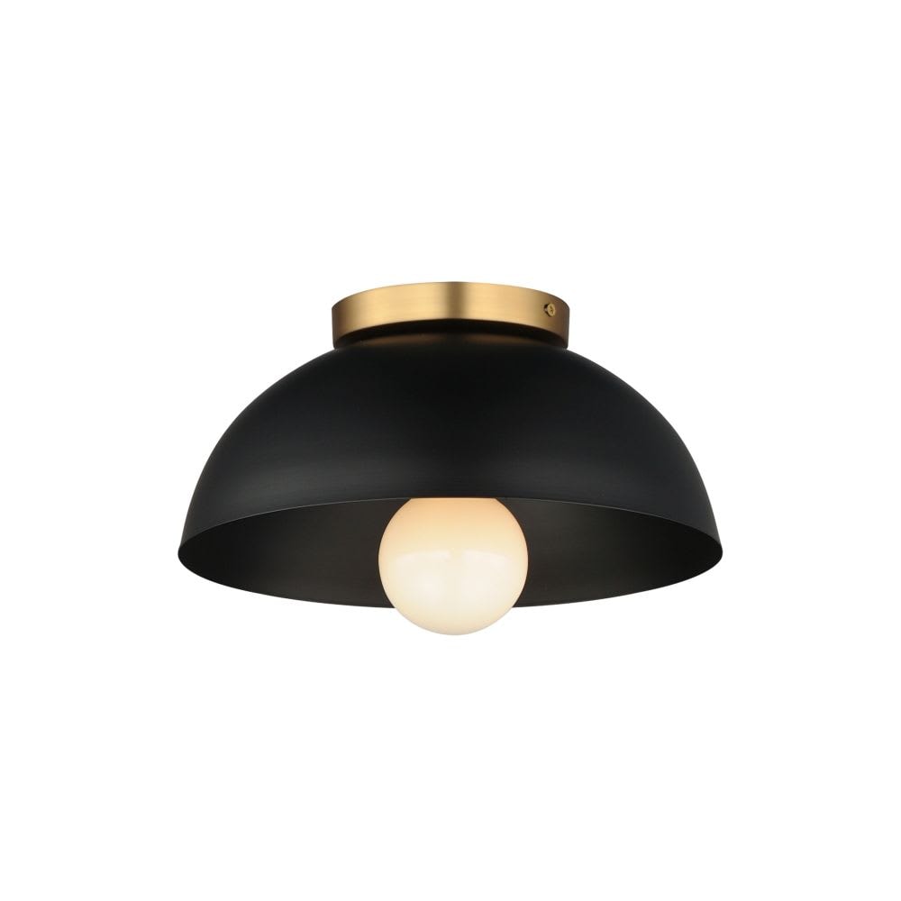 Maxim Lighting Thelonious 1 - Light Black And Natural Aged Brass Incandescent Steel Flush Mount Light