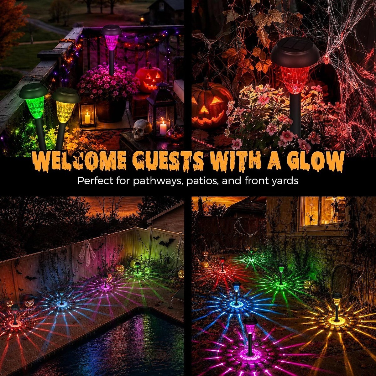 Slagawa 12 Pack Solar Pathway Lights Outdoor Waterproof Multicolor for
