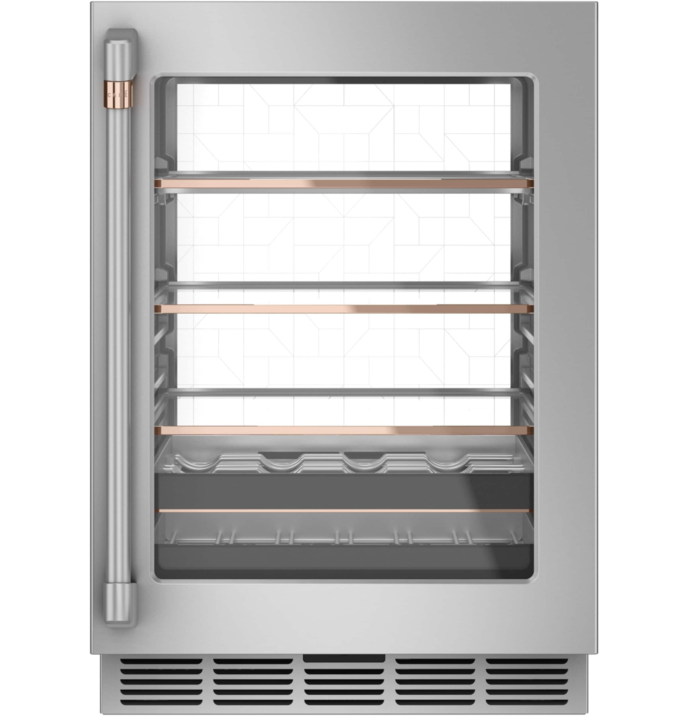 Cafe CCP06BP2PS1 23.75-in W 126 -Can Capacity Stainless Steel Built-in/Freestanding Indoor Beverage Refrigerator with Glass Door