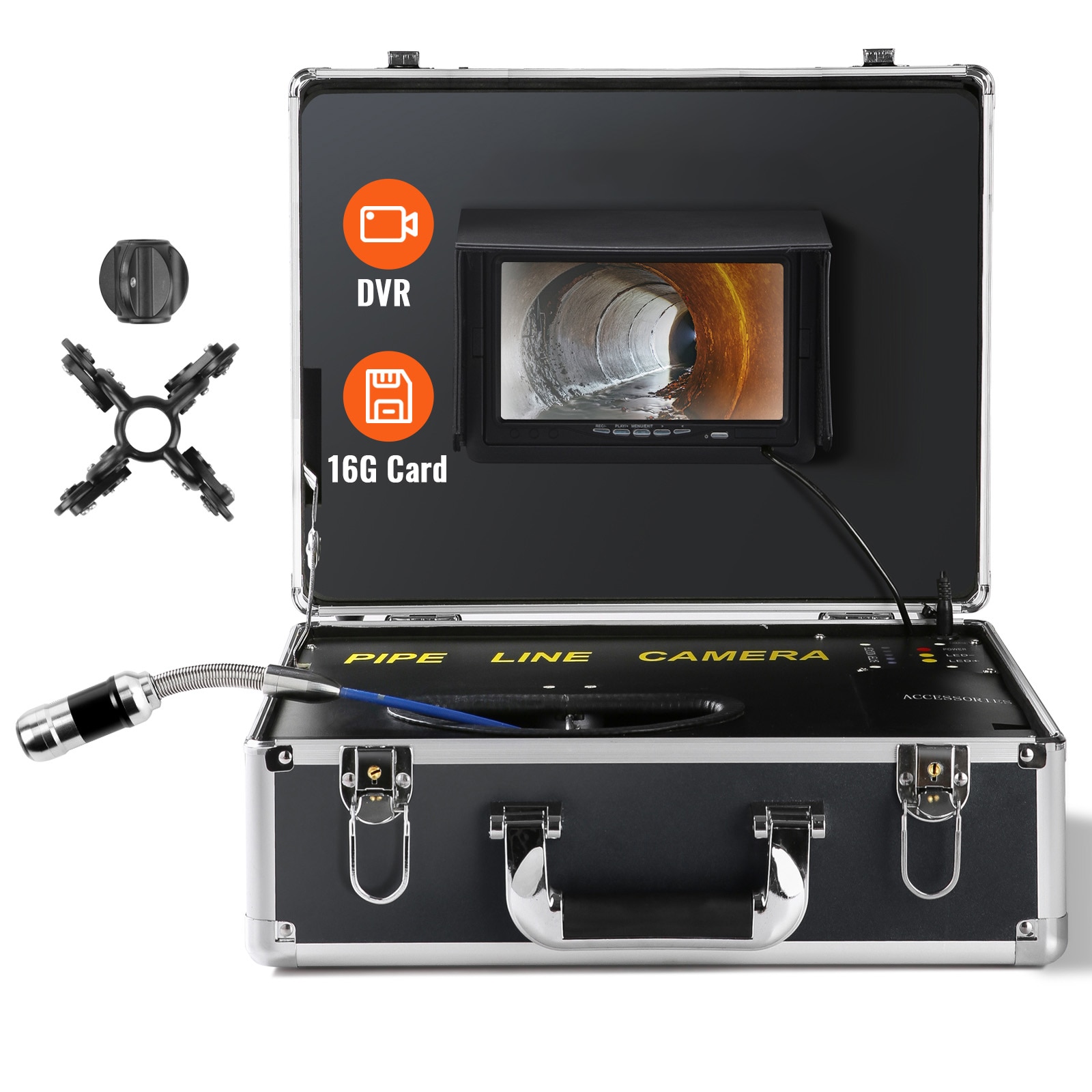 VEVOR LXKXSGDNKJ740GLJEV1 Sewer Camera Pipe Inspection Camera 7-inch 480p Screen Pipe Camera 131ft