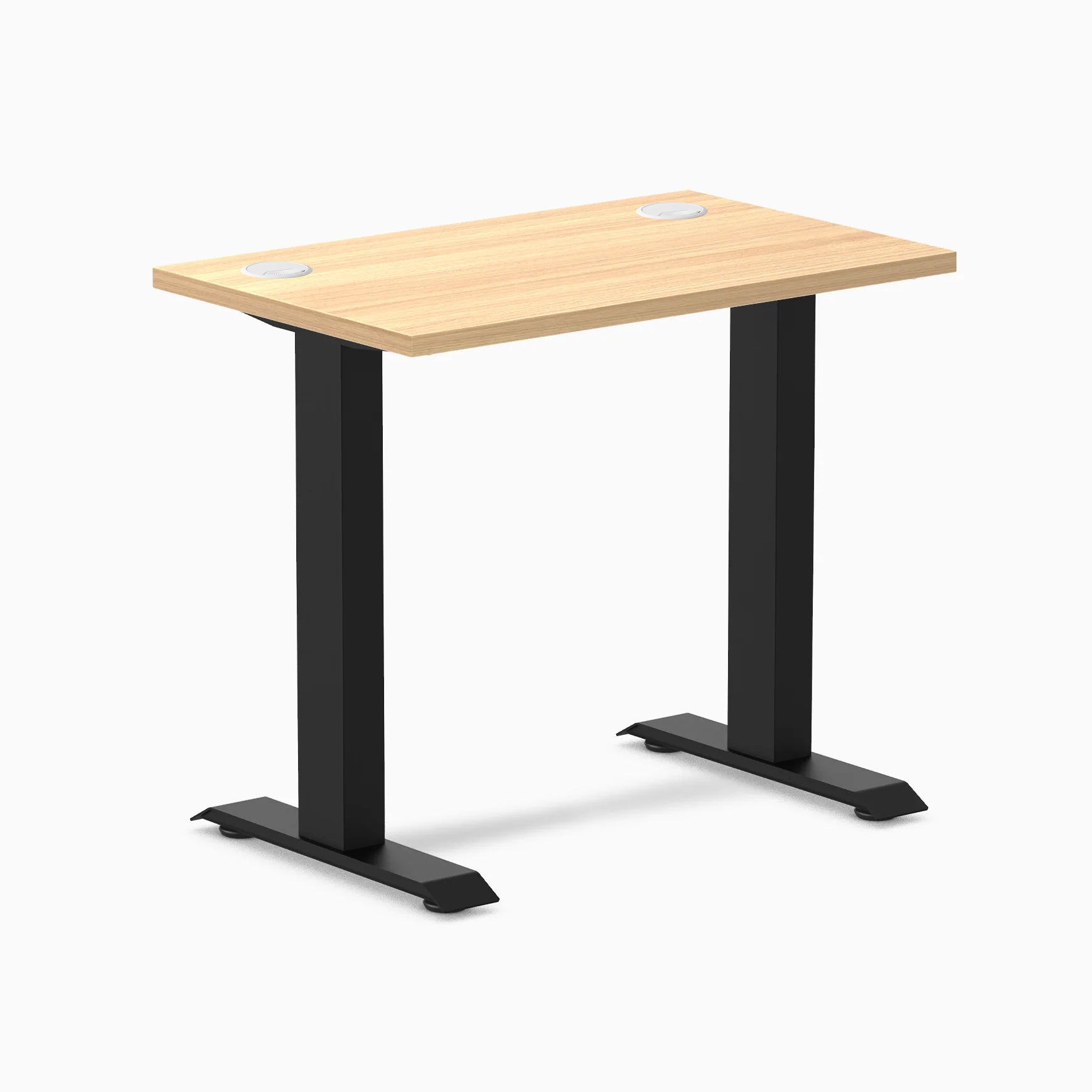 Desky  Zero Mini Office Desk - Sublime Teak / 32 x 20 inches with Grommets / Matte Black