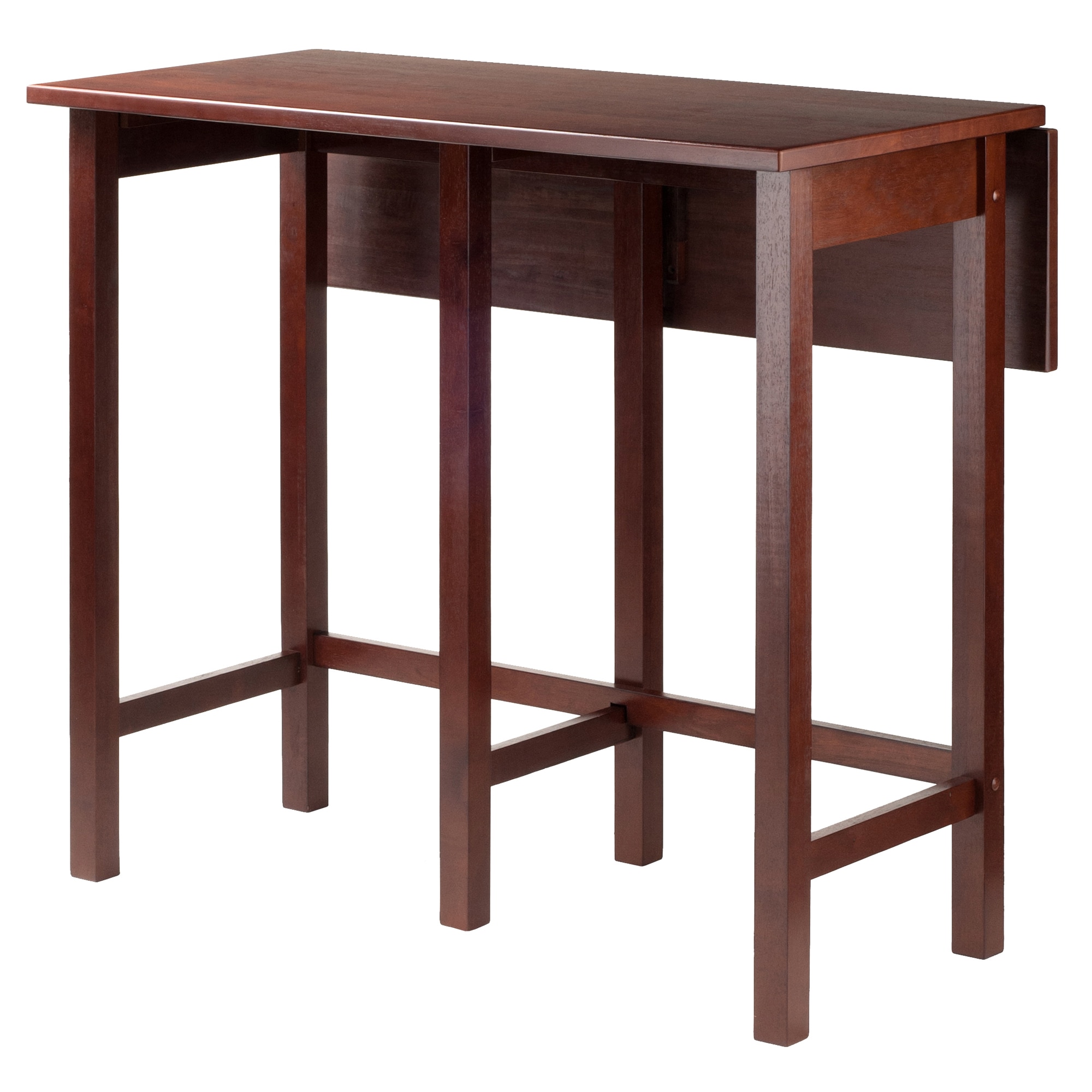 Antique Walnut Extendable Bar-Height Dining Table with Leaf