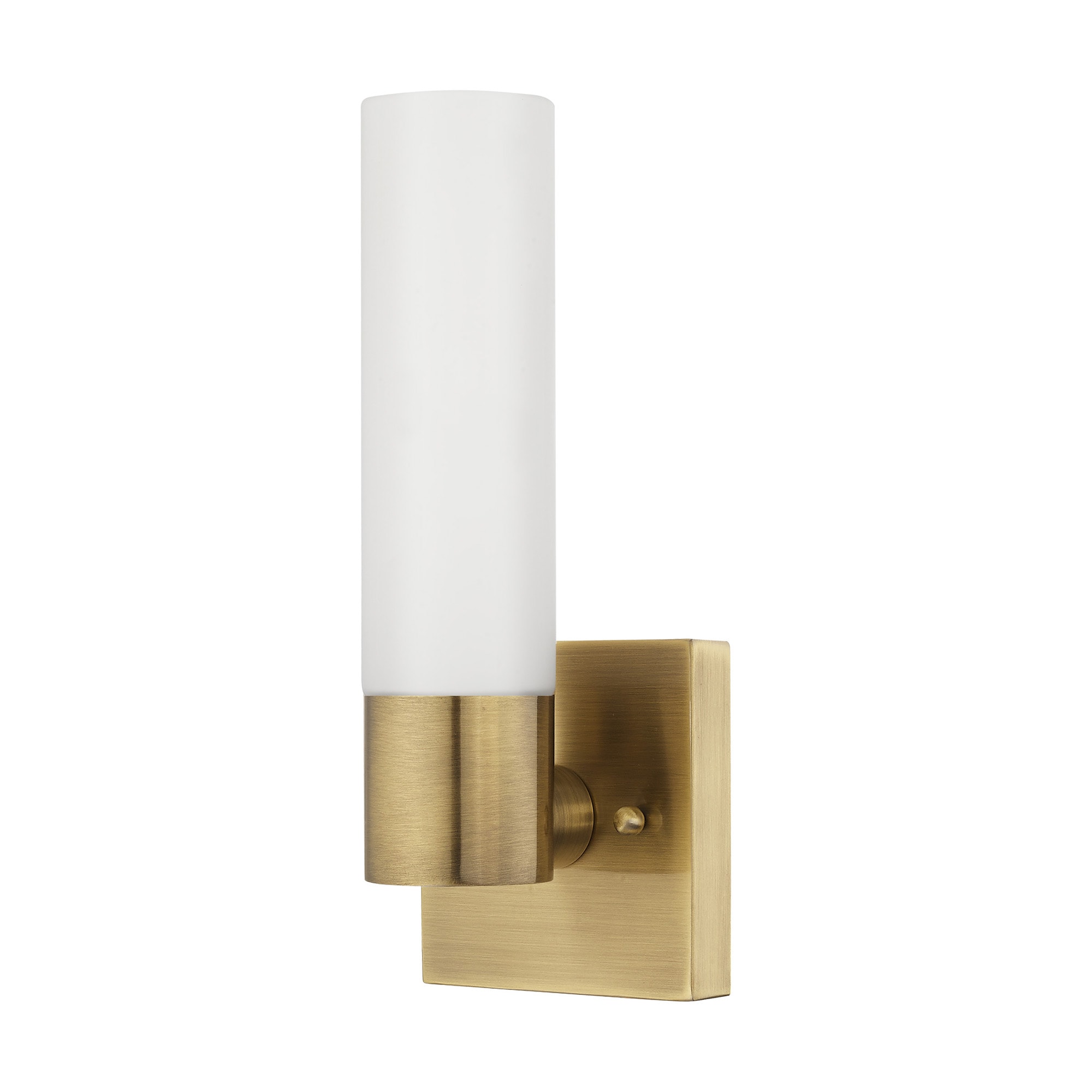Antique Brass 11" Wall Sconce with Opal Glass