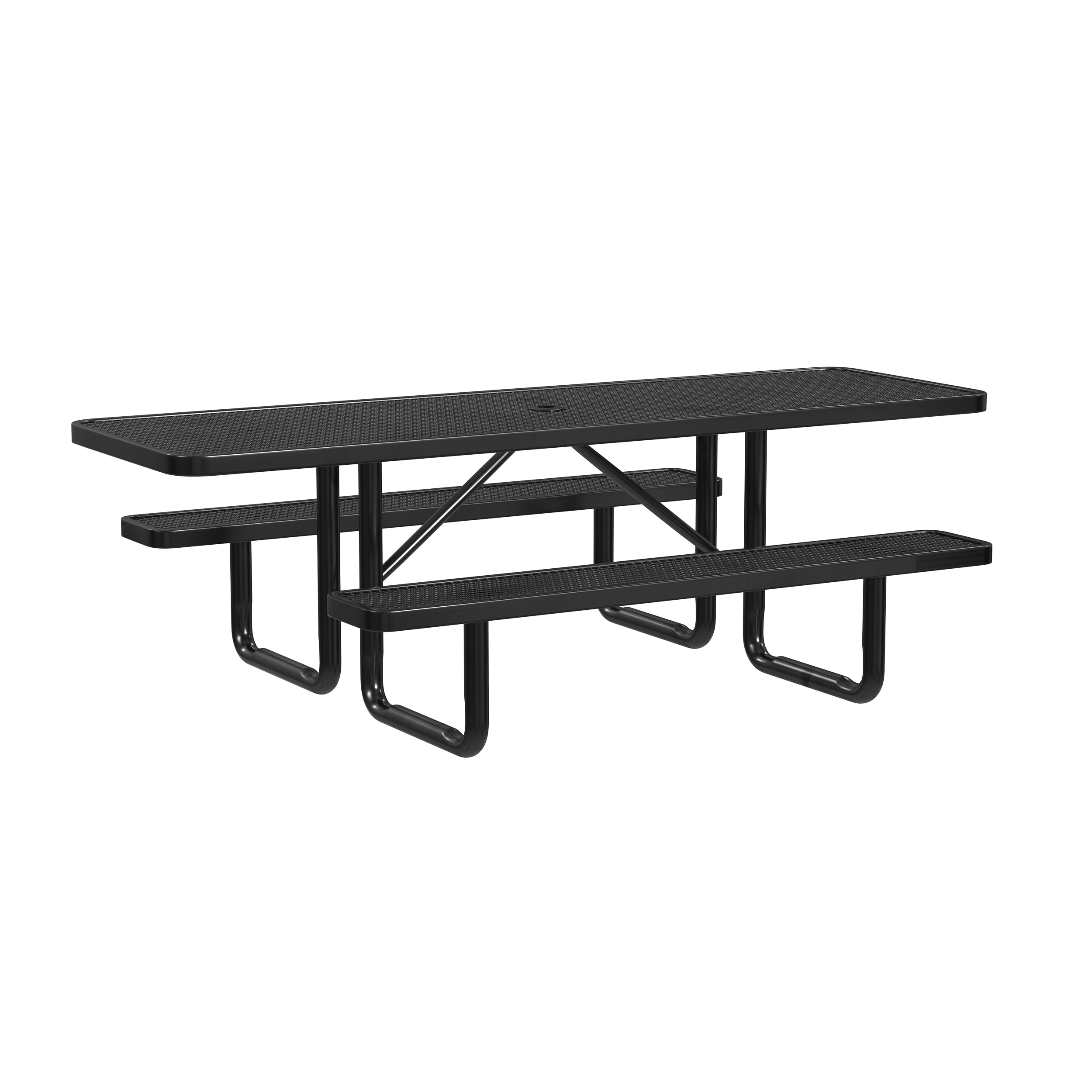 LeisureCraft T8XPP-ADA-BLACK 96-in Black Steel Rectangle Picnic Table
