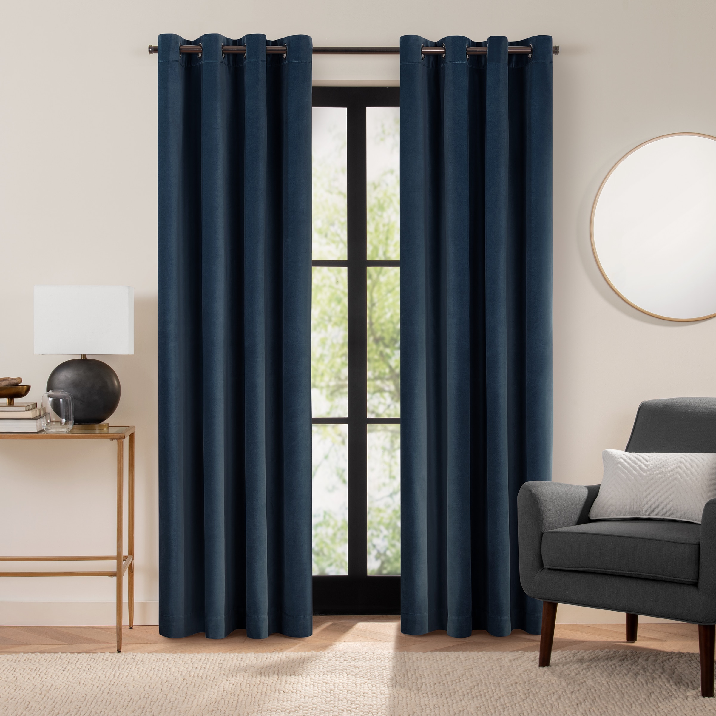 Eclipse 28628203399 96-Inches Navy Blackout Thermal lined Grommet Single curtain panel