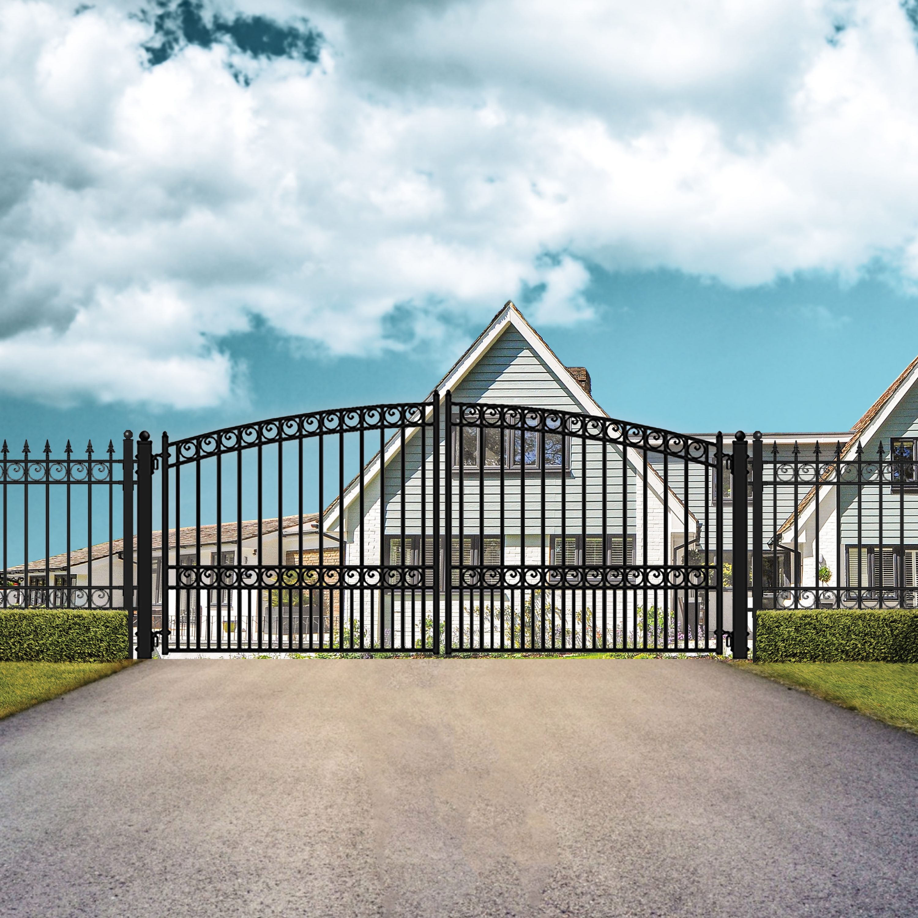 ALEKO 14-ft x 6-ft Black Galvanized Steel Driveway Gate in the Driveway Gates department at Lowes