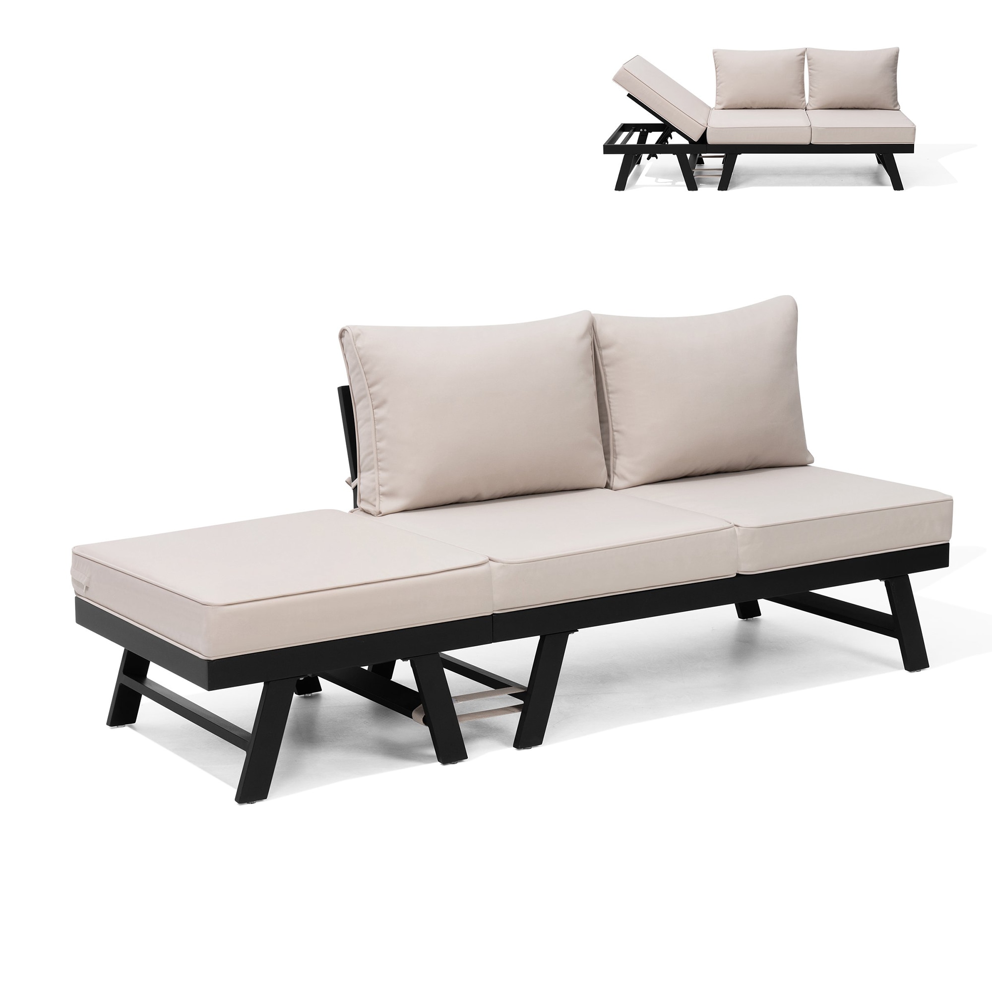 Crestlive Products CL-SF004BEI 1 pc outdoor sofa Outdoor Sofa with Off-white Cushions and Aluminum Frame