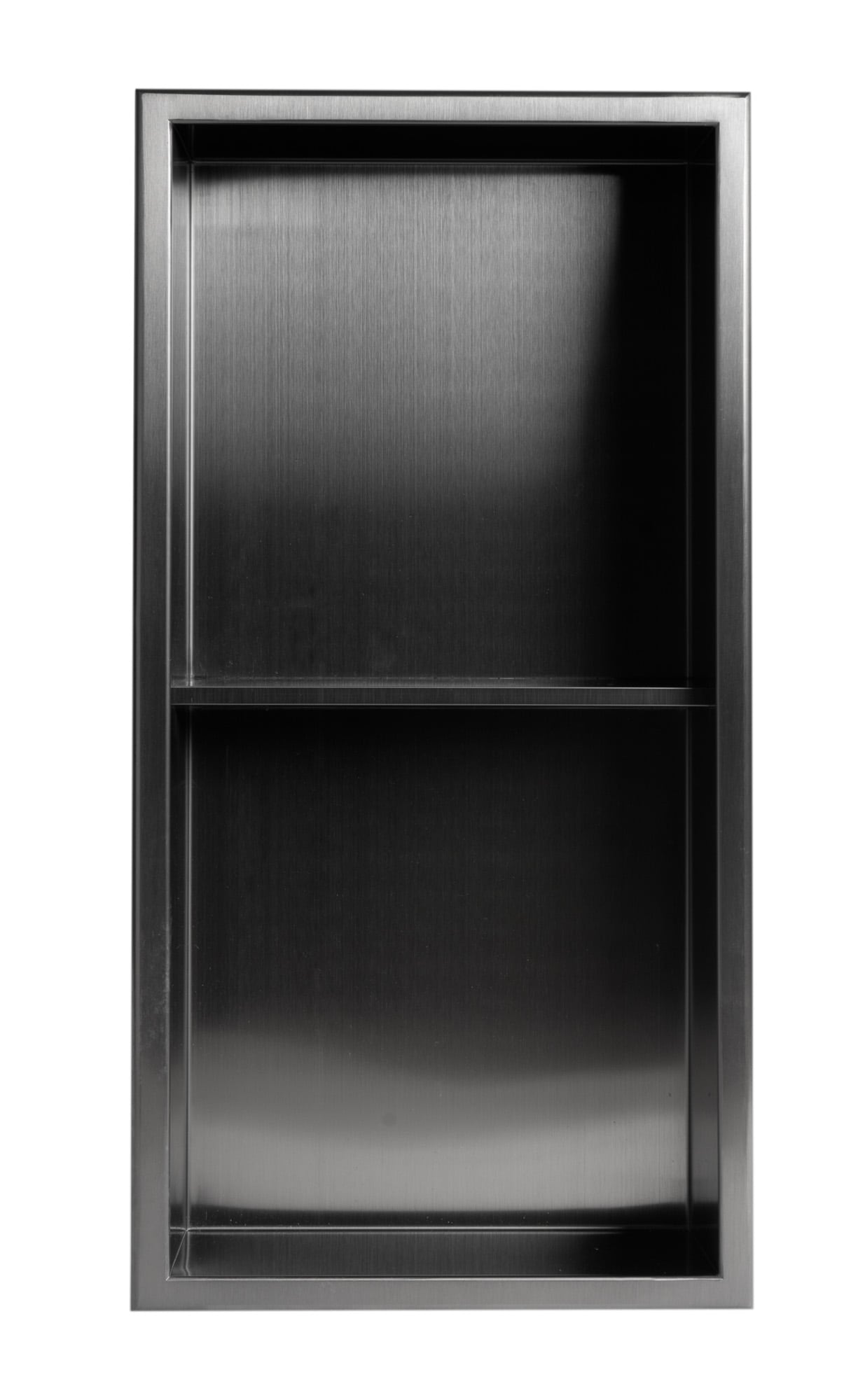 Brushed Black Stainless Steel Double Shelf Shower Niche