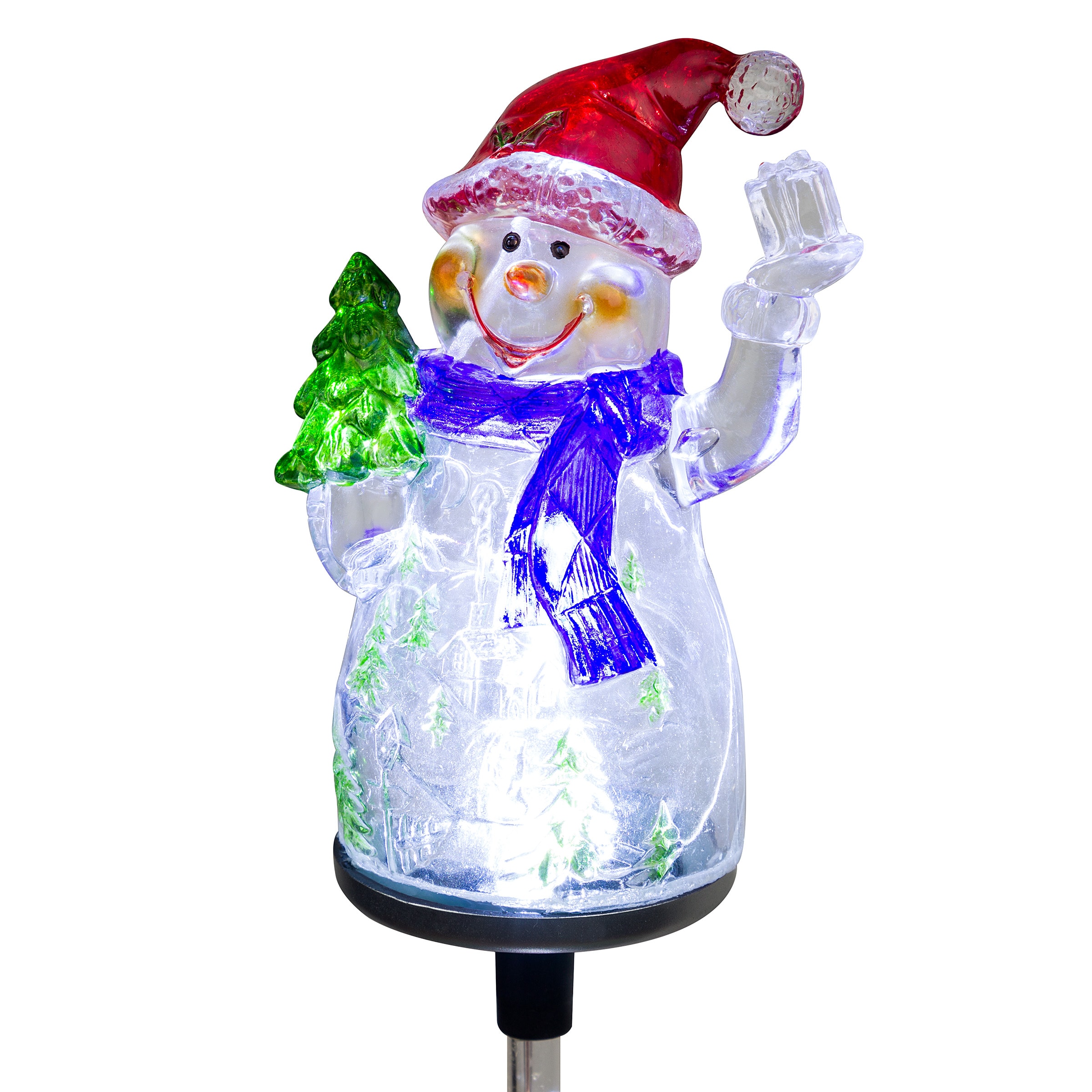 8"H 5 Piece Lighted Snowman Driveway Markers Illuminated by 10 lights 