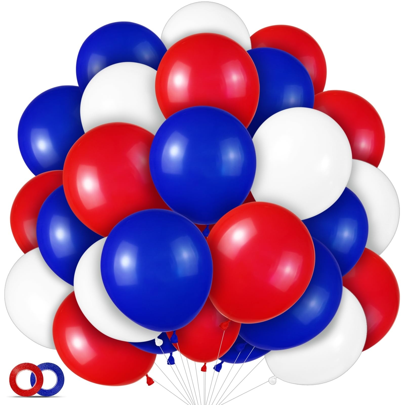 Phewnyzo Red White Blue Latex Balloons 100 Pack 12 Inch Patriotic Decorations for 4th of July Graduation Birthday Wedding Anniversary Nautical #LPW0519W085