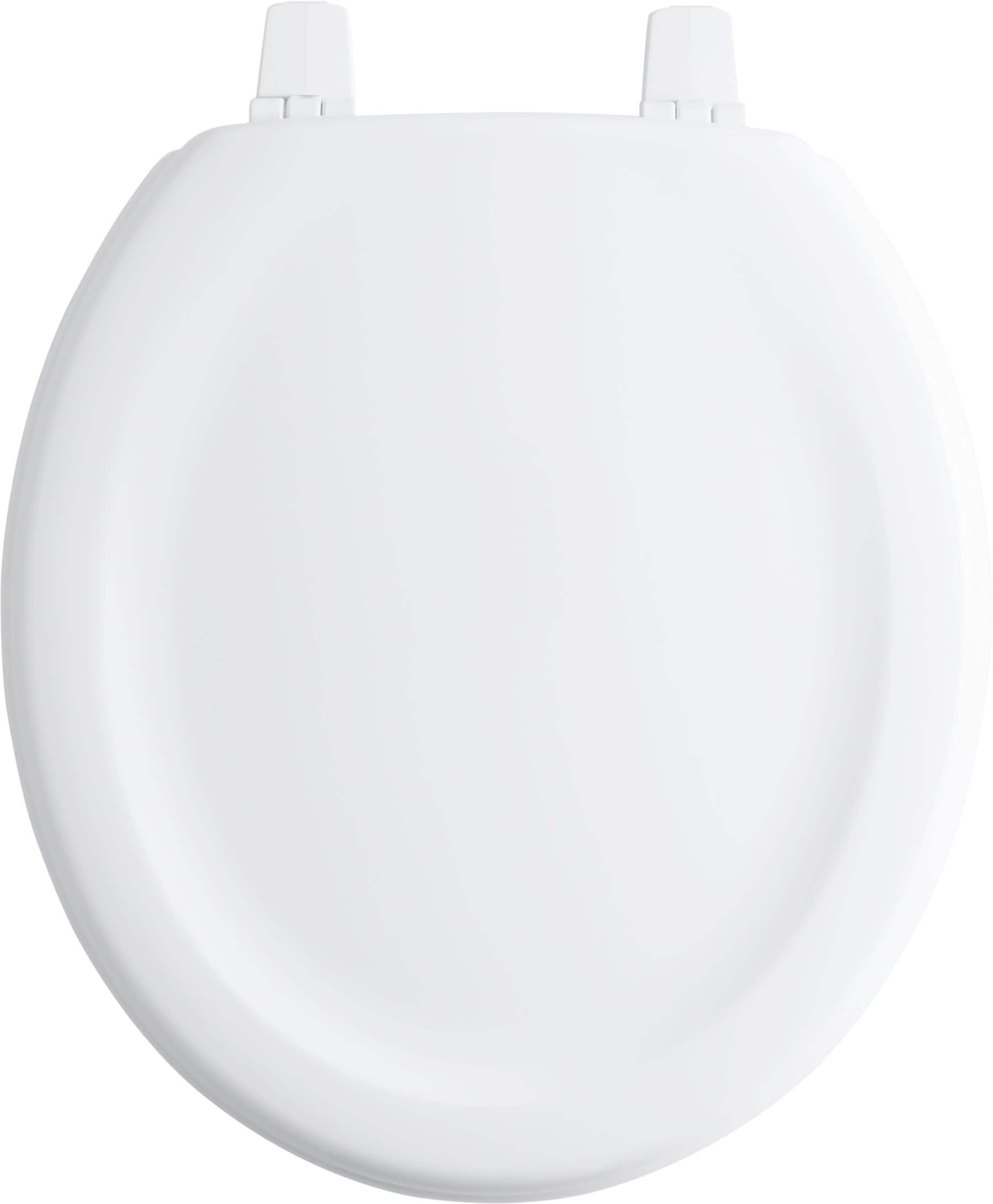 White Round Compression-Molded Wood Toilet Seat with Plastic Hinges