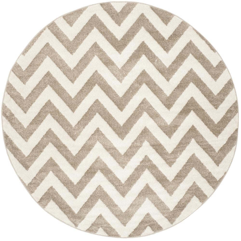 Safavieh AMT419S-7R Bellport 7 x 7 (ft) Loomed Polypropylene Wheat/Beige Round Indoor/Outdoor Chevron Area rug