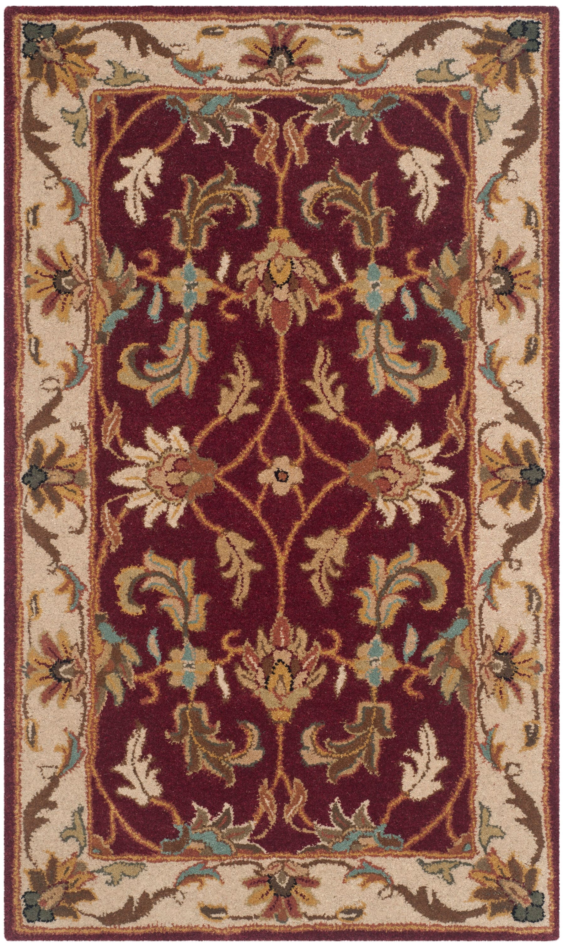 Hand-Tufted Heritage Wool Rectangular Rug, Red/Ivory, 3' x 5'