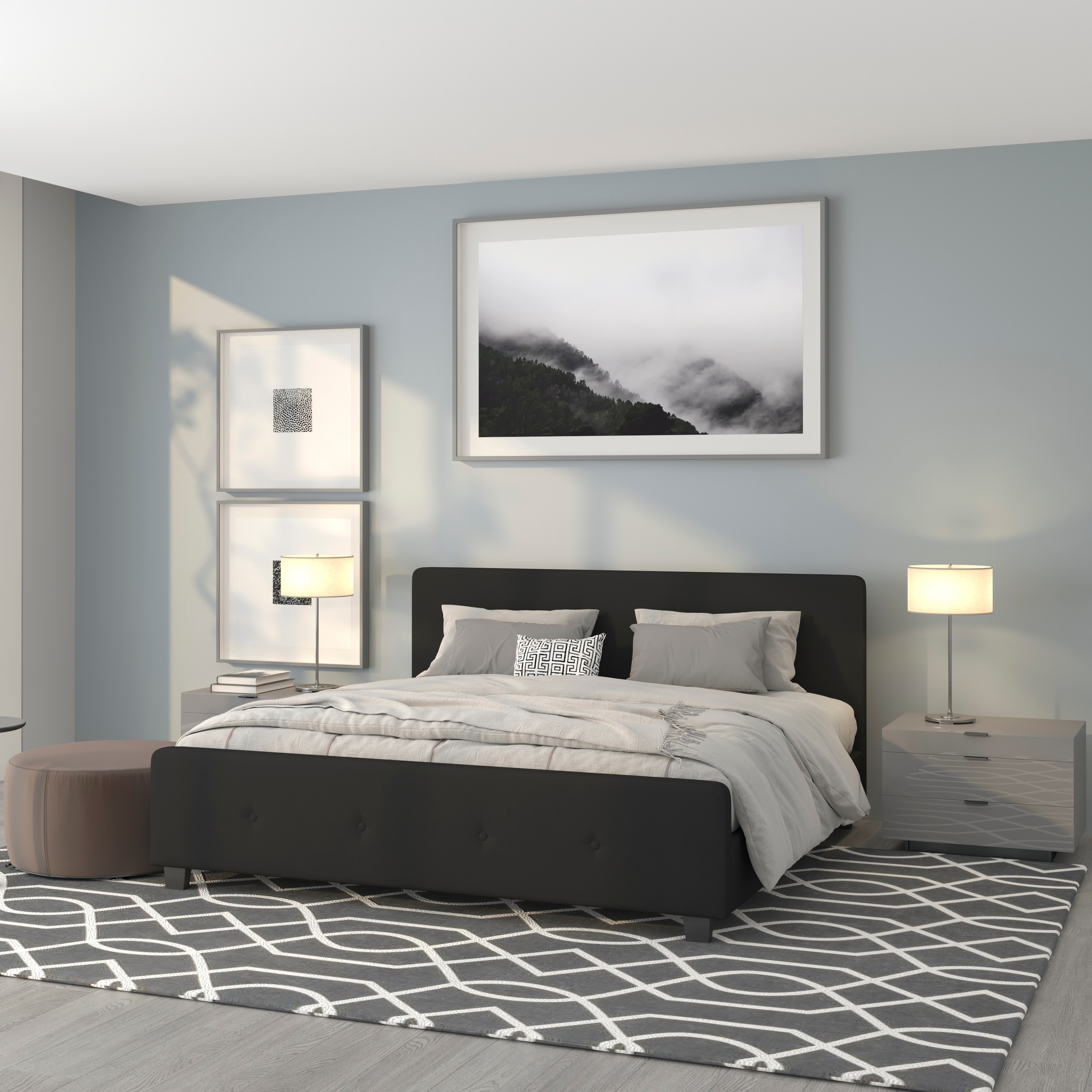 Flash Furniture 889142255062 Tribeca Black King Upholstered Platform Bed
